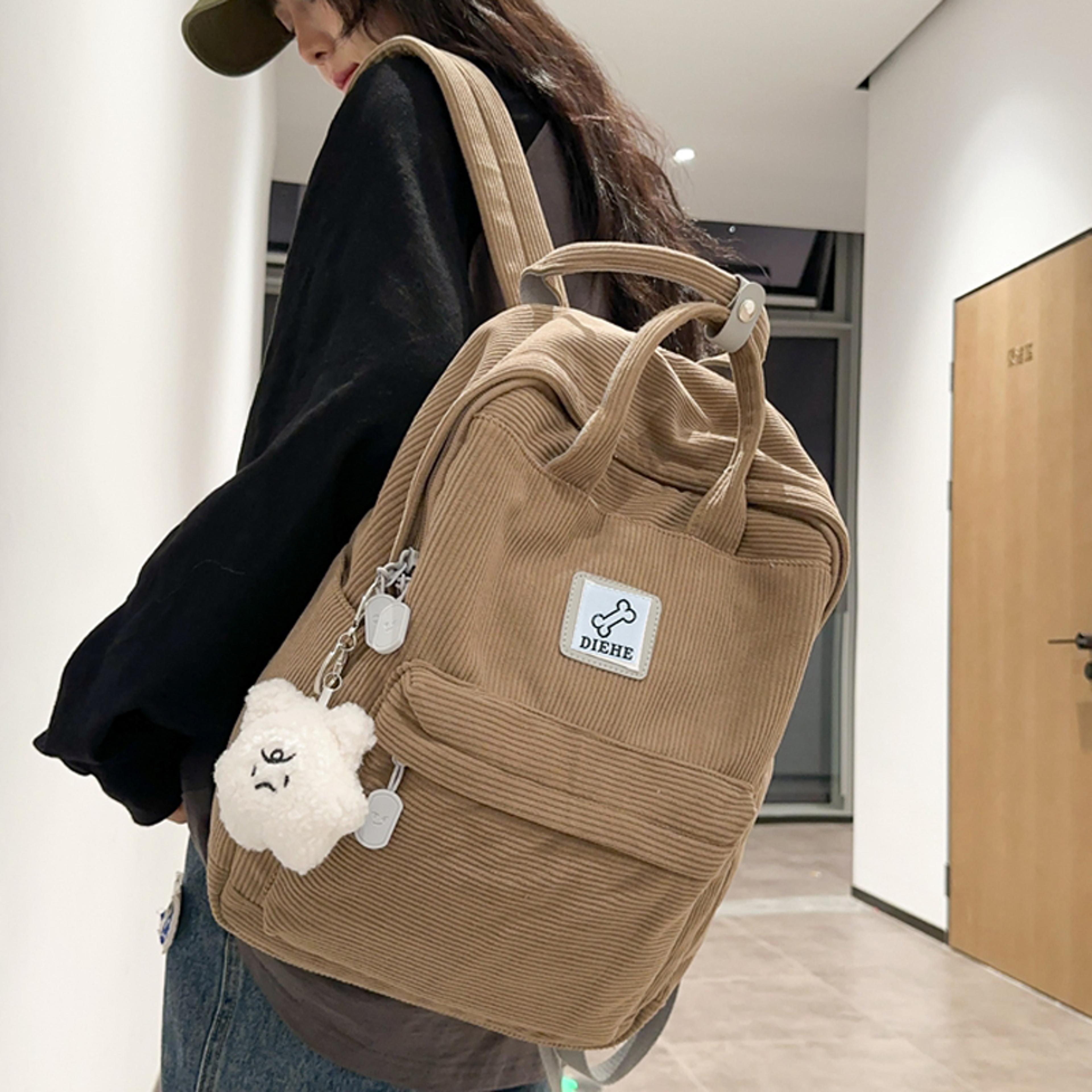 harajuku corduroy back to school backpack college backpack for girls & teens