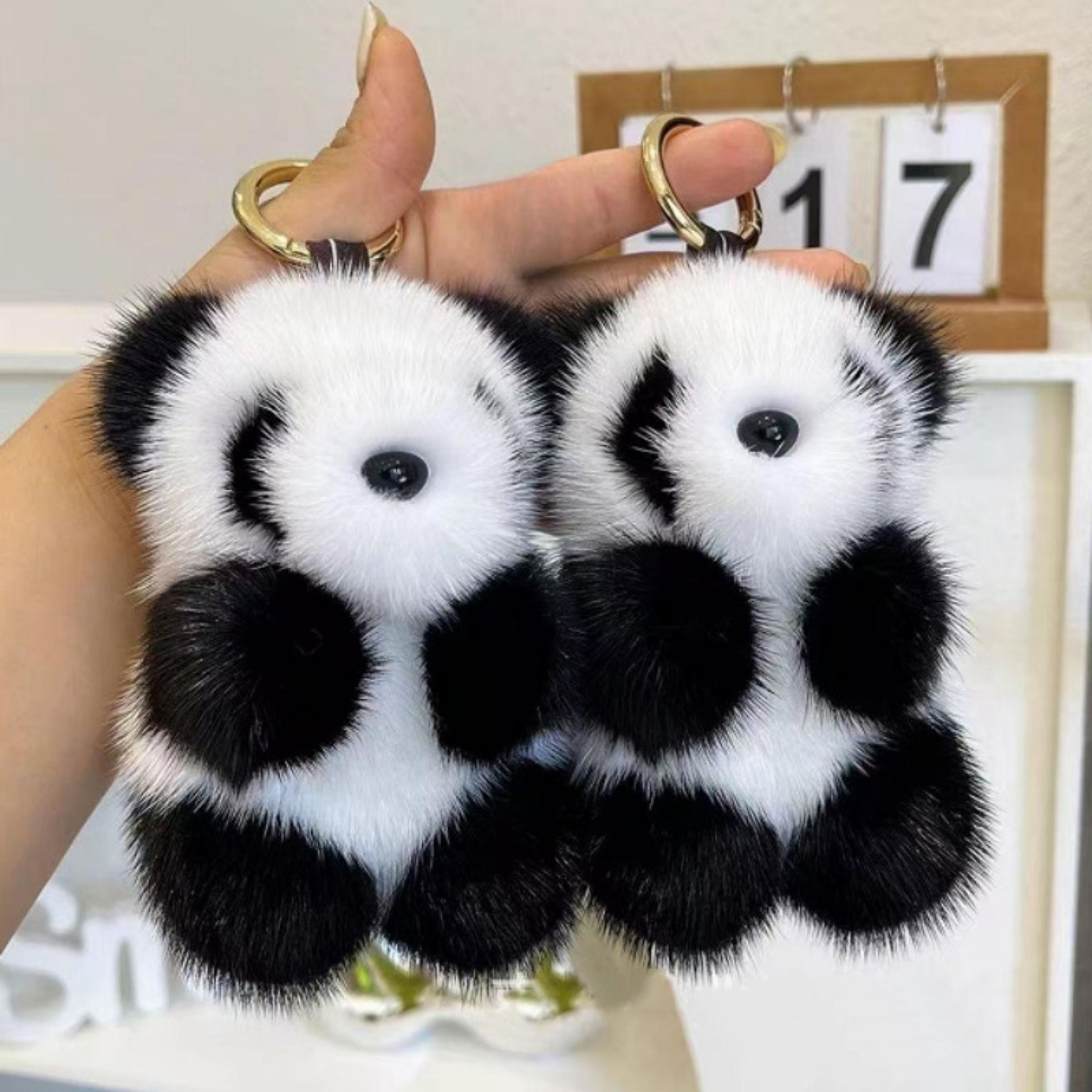 cute panda plush keychain for bags and keys soft kawaii plush bag charm