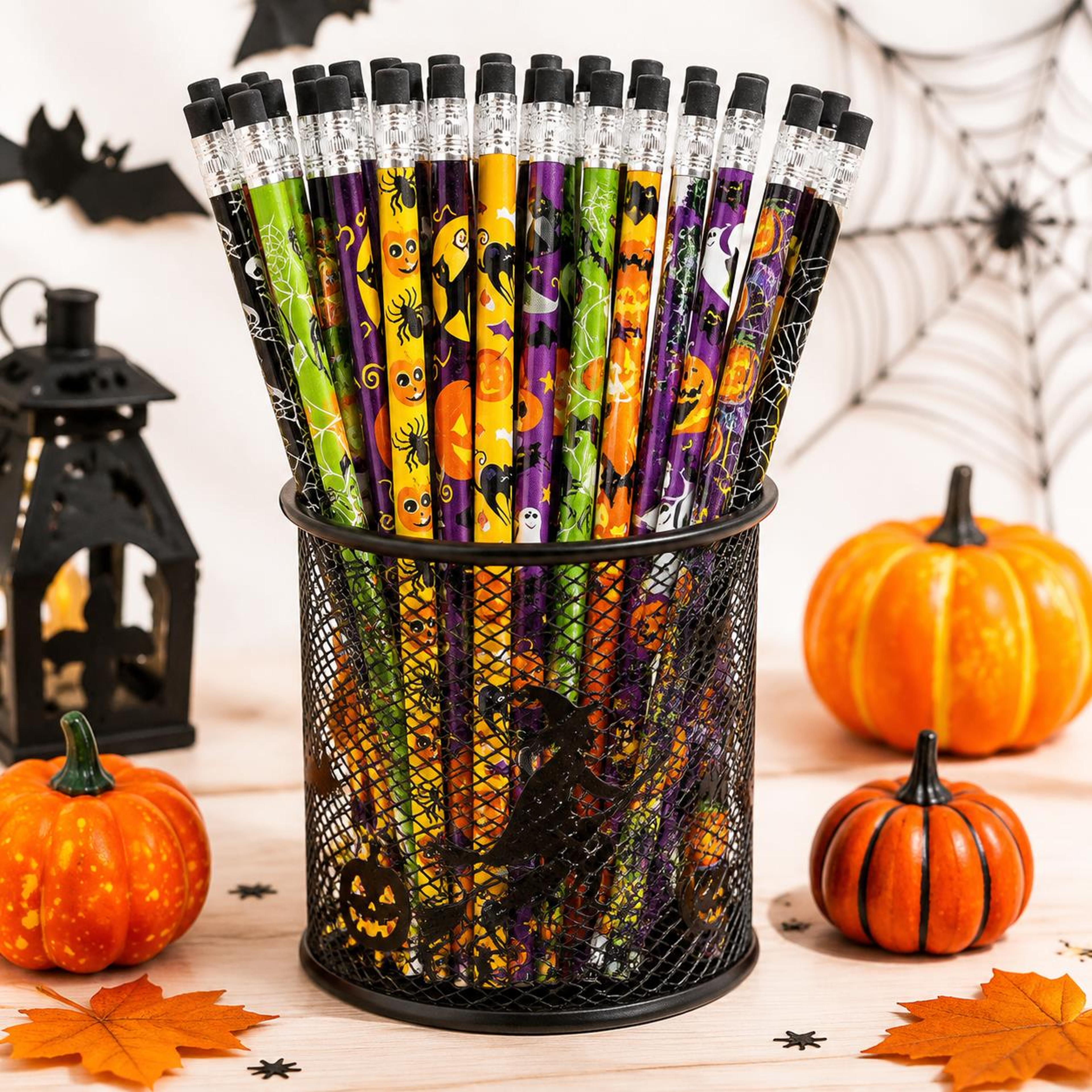 spooky back to school backpack halloween wooden pencils for kids, party favors & school stationery