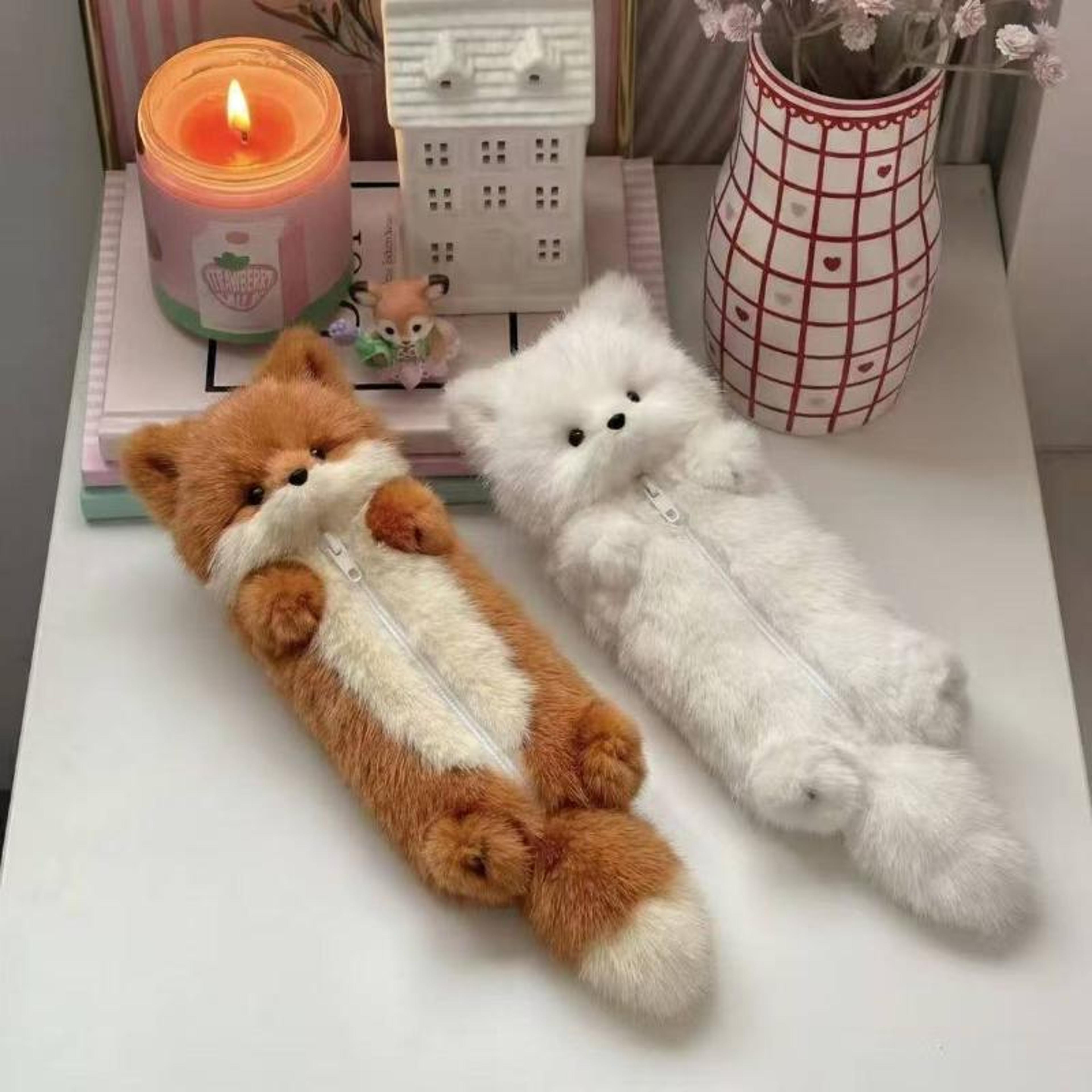 cute plush animal pencil case for students back to school backpack gift organizer