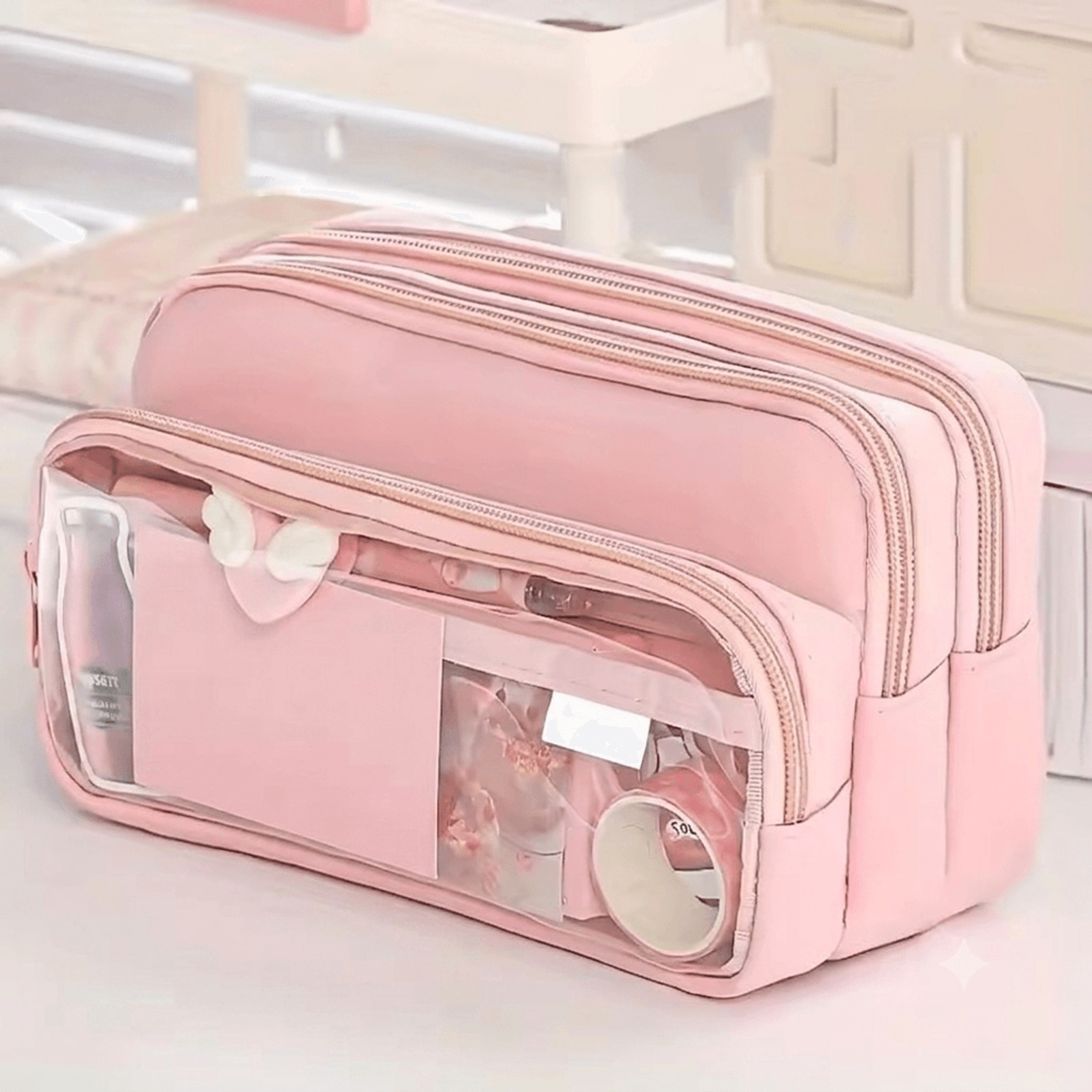 large capacity pencil case with back to school backpack portable cosmetic organizer pouchs
