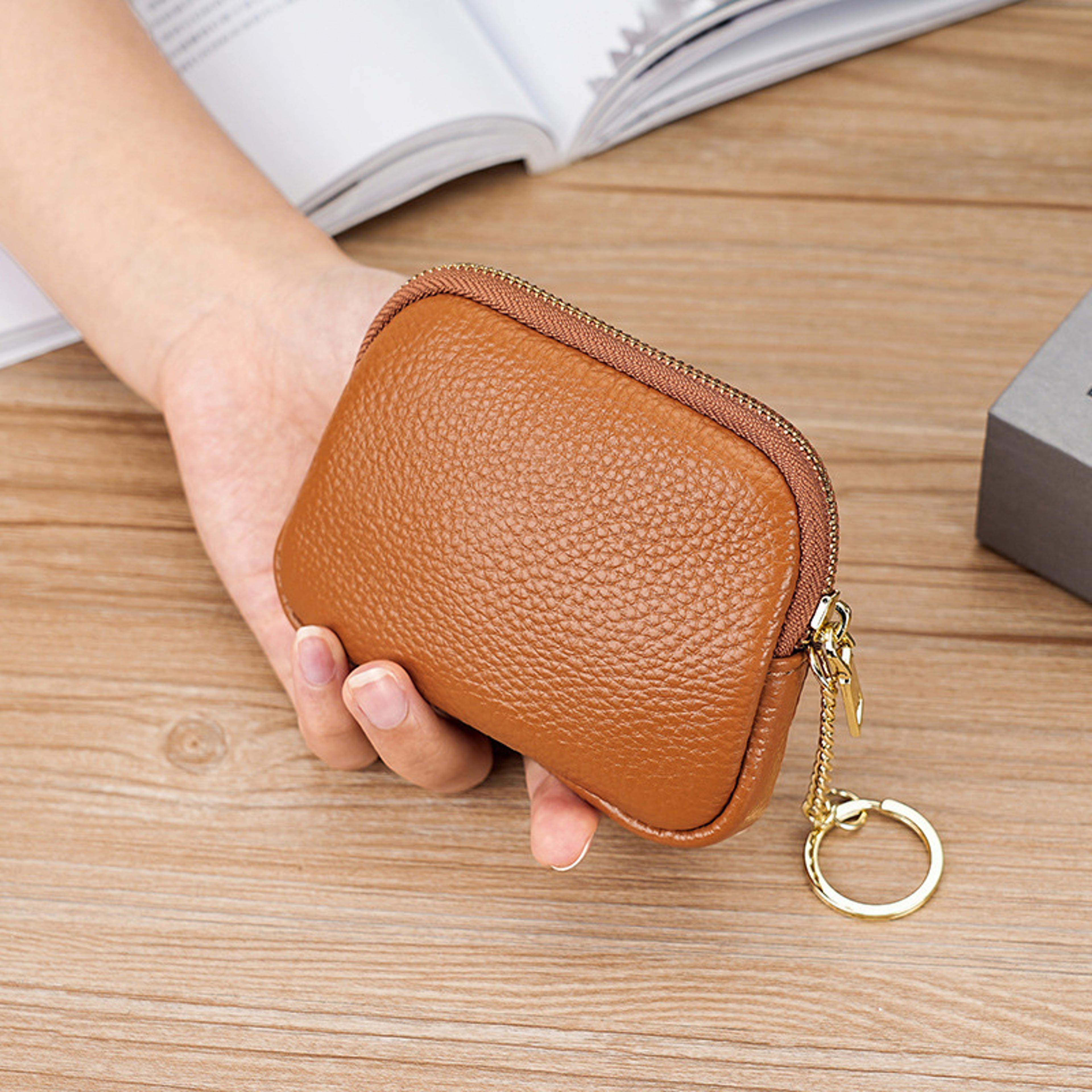 multi color mini coin purse keychain wallet with zipper pu leather small wallet