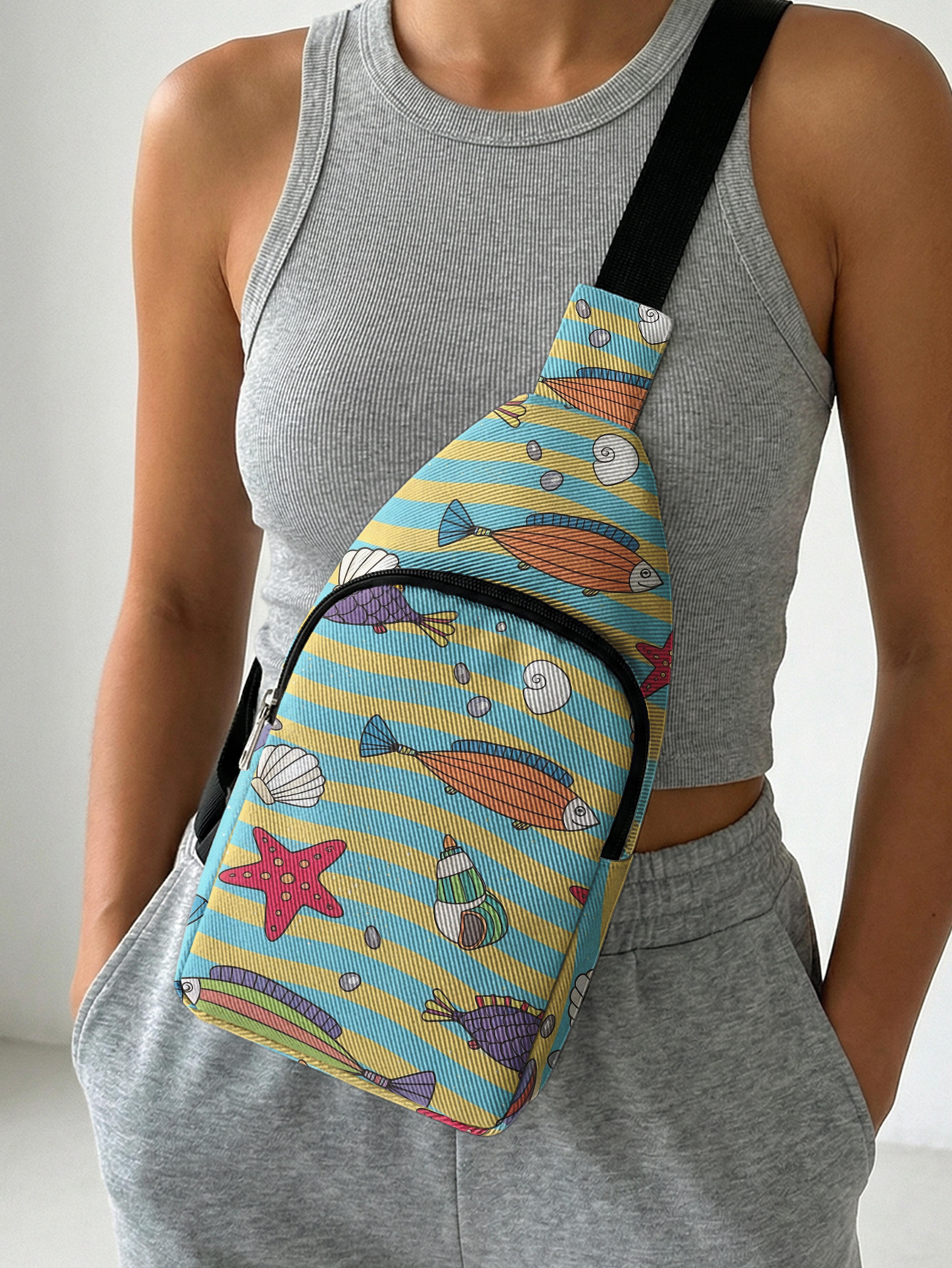 ocean print beach sling bag adjustable crossbody beach bag for travel, beach & everyday adventures