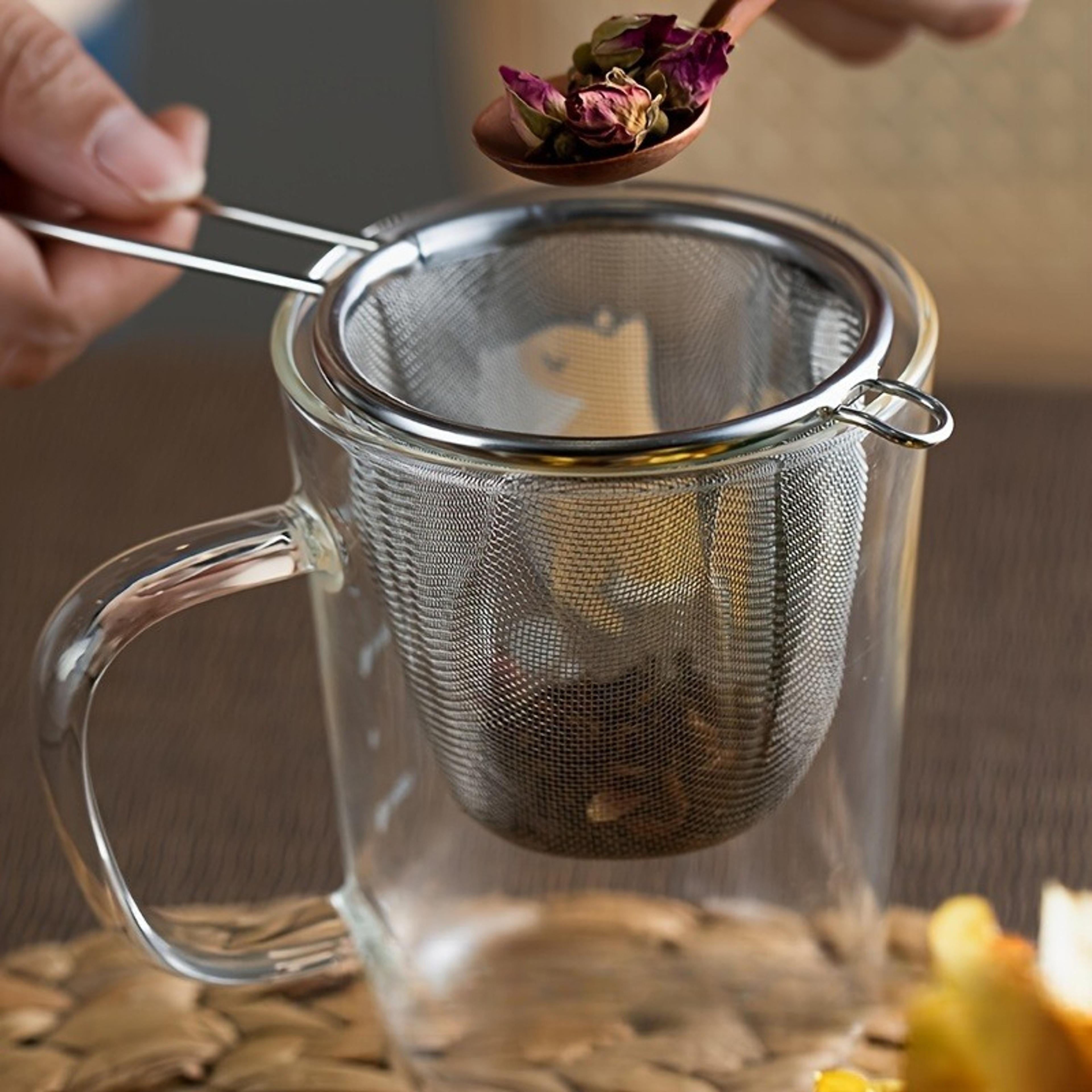 tea infuser with handle fine mesh reusable loose leaf tea strainer