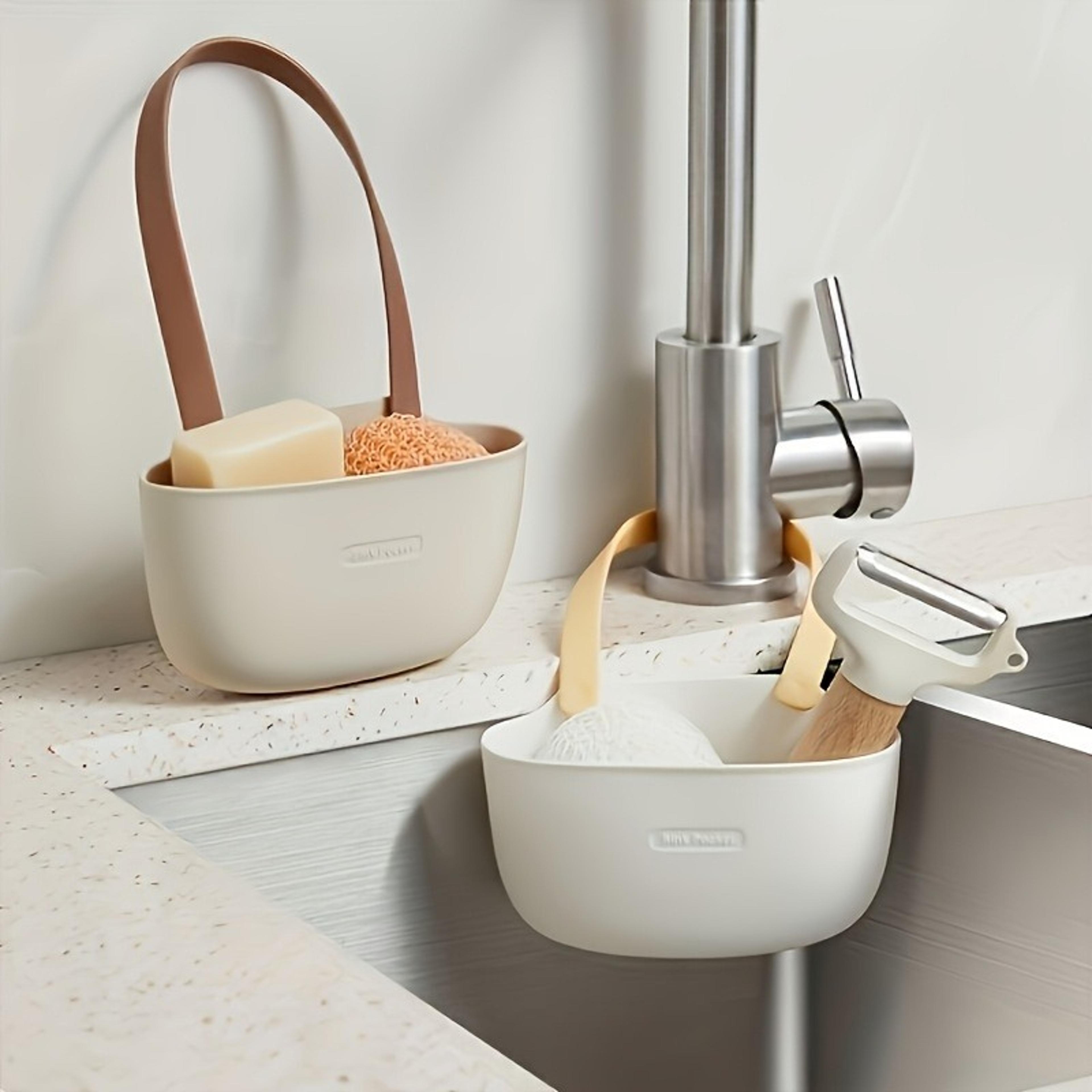 drain flow kitchen sink organizer hanging sink caddy with soap & sponge holder