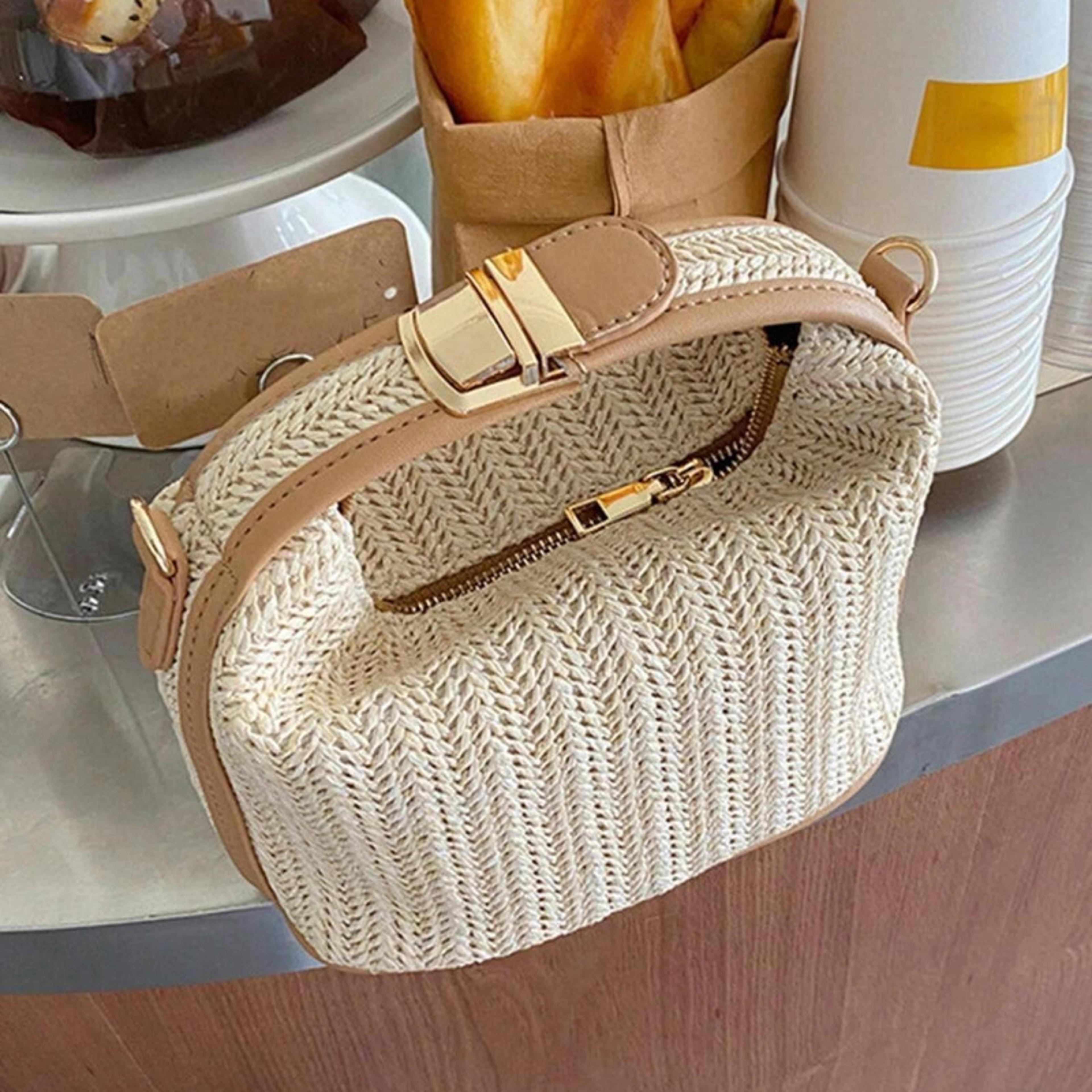yogodlns summer straw handbag women woven bucket crossbody shoulder