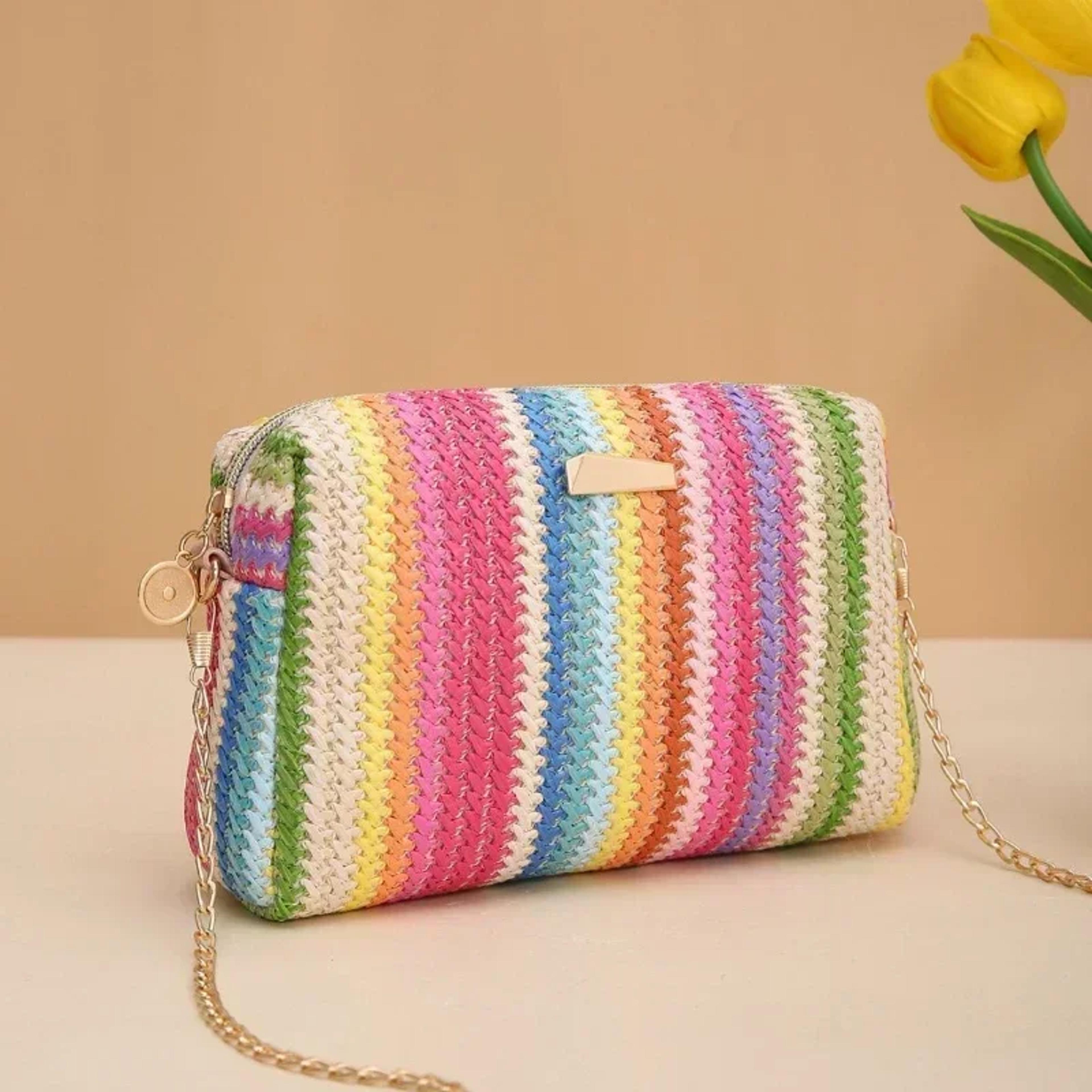 rattan straw crossbody bag for women summer beach shoulder purses