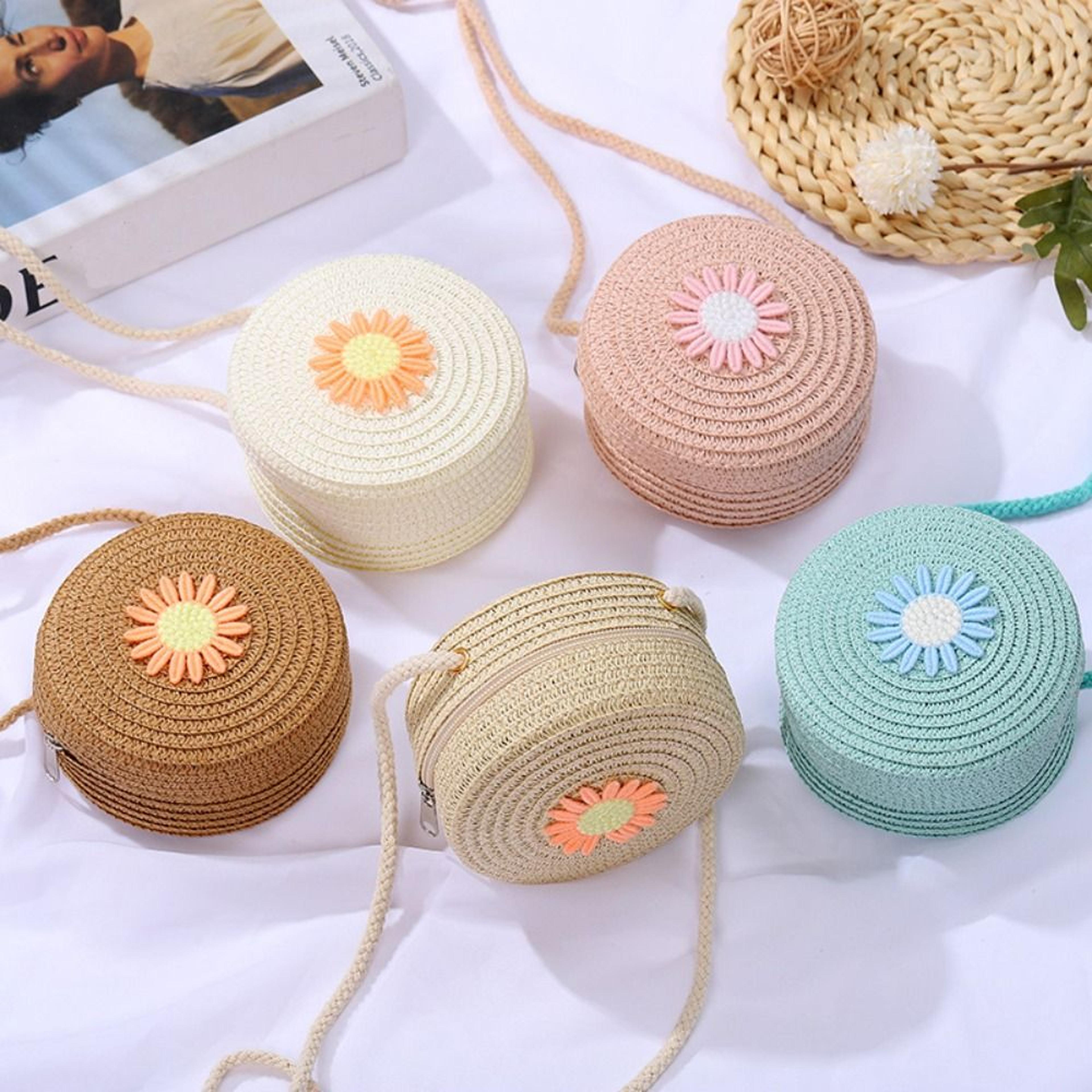 round straw crossbody bag women woven rattan beach handbag cute handmade shoulder bag