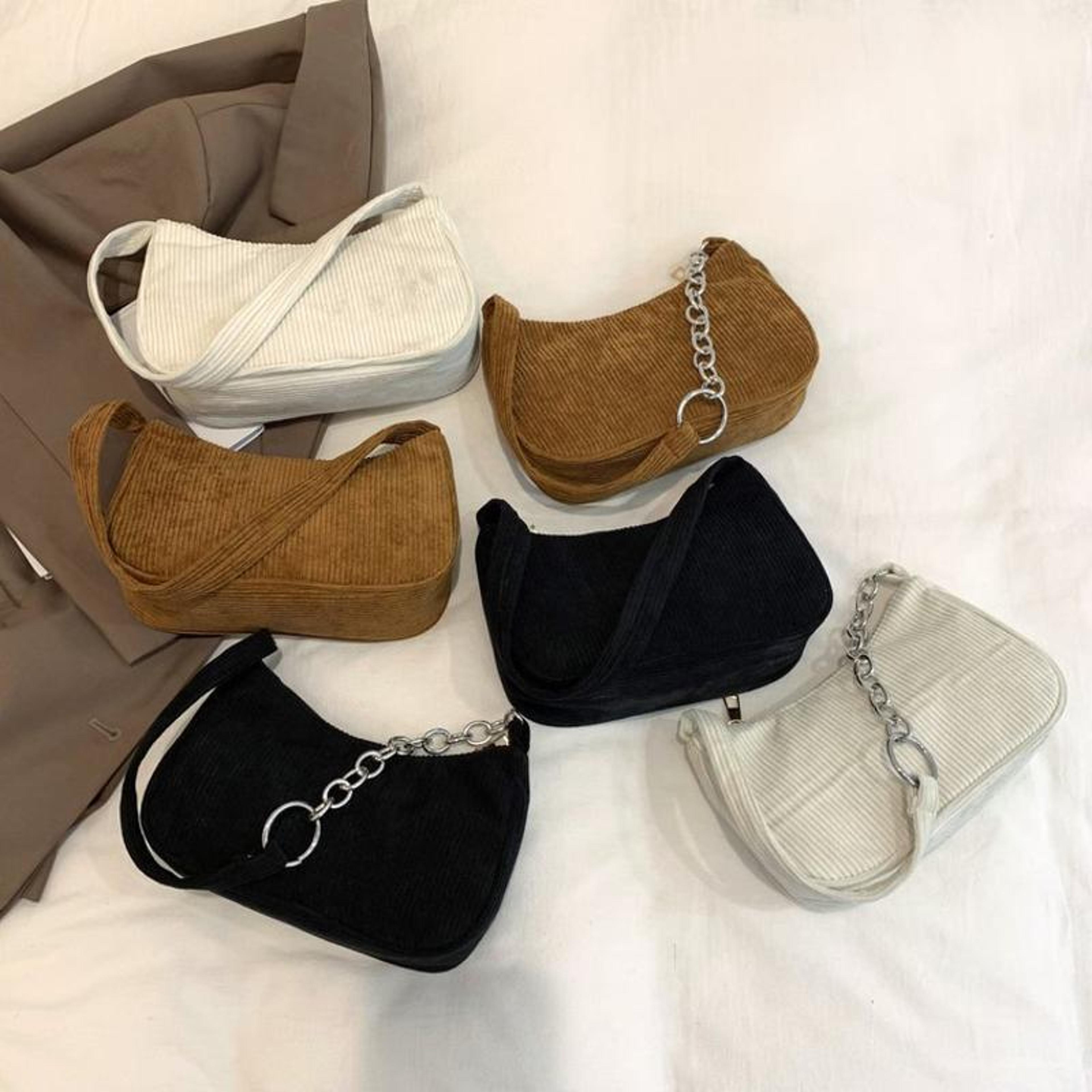 corduroy shoulder bag for women stylish small square underarm fashion bag
