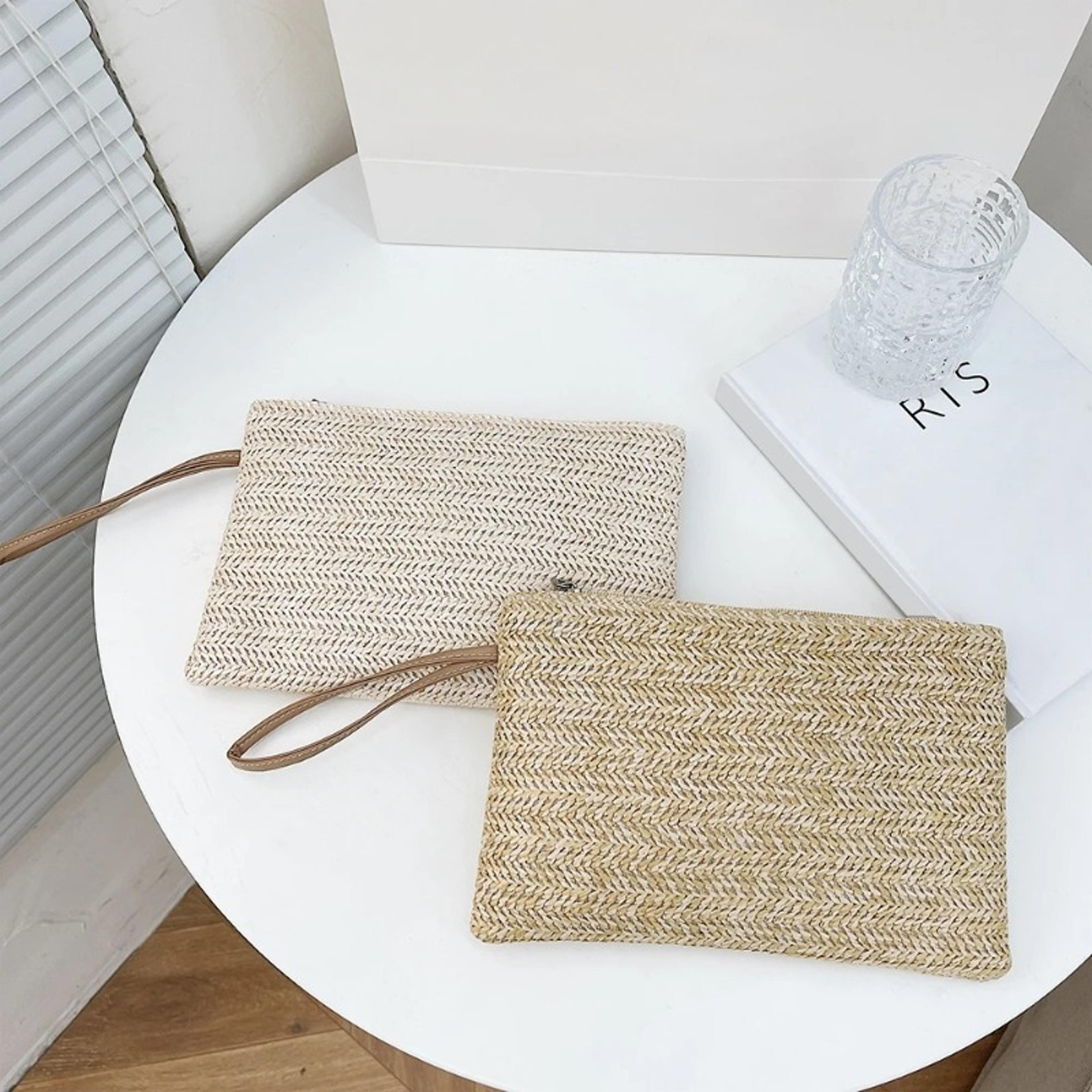 boho elegant straw clutch purse for women woven beach handbag summer fashion bag