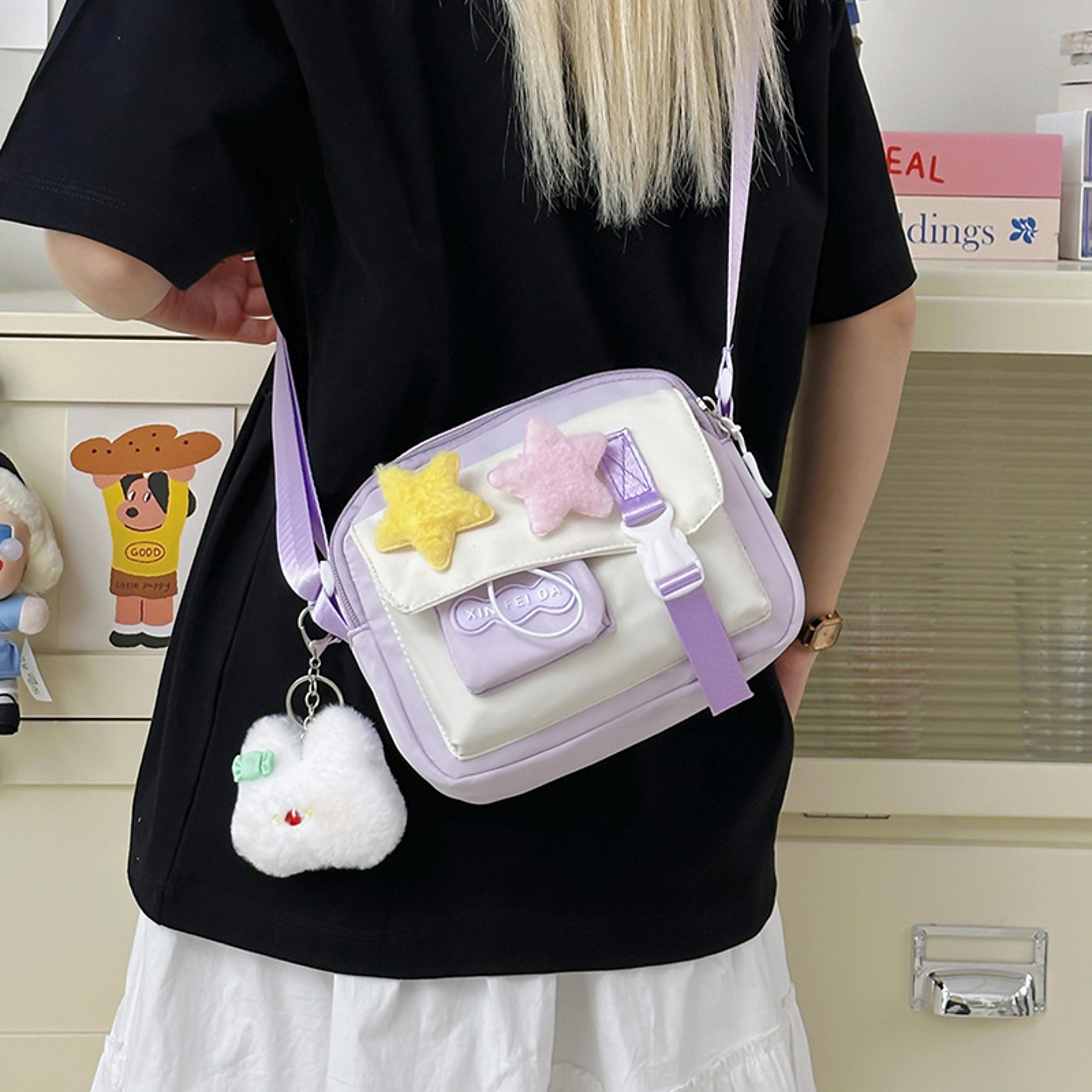 cute nylon crossbody bag for women small square shoulder bag travel purse