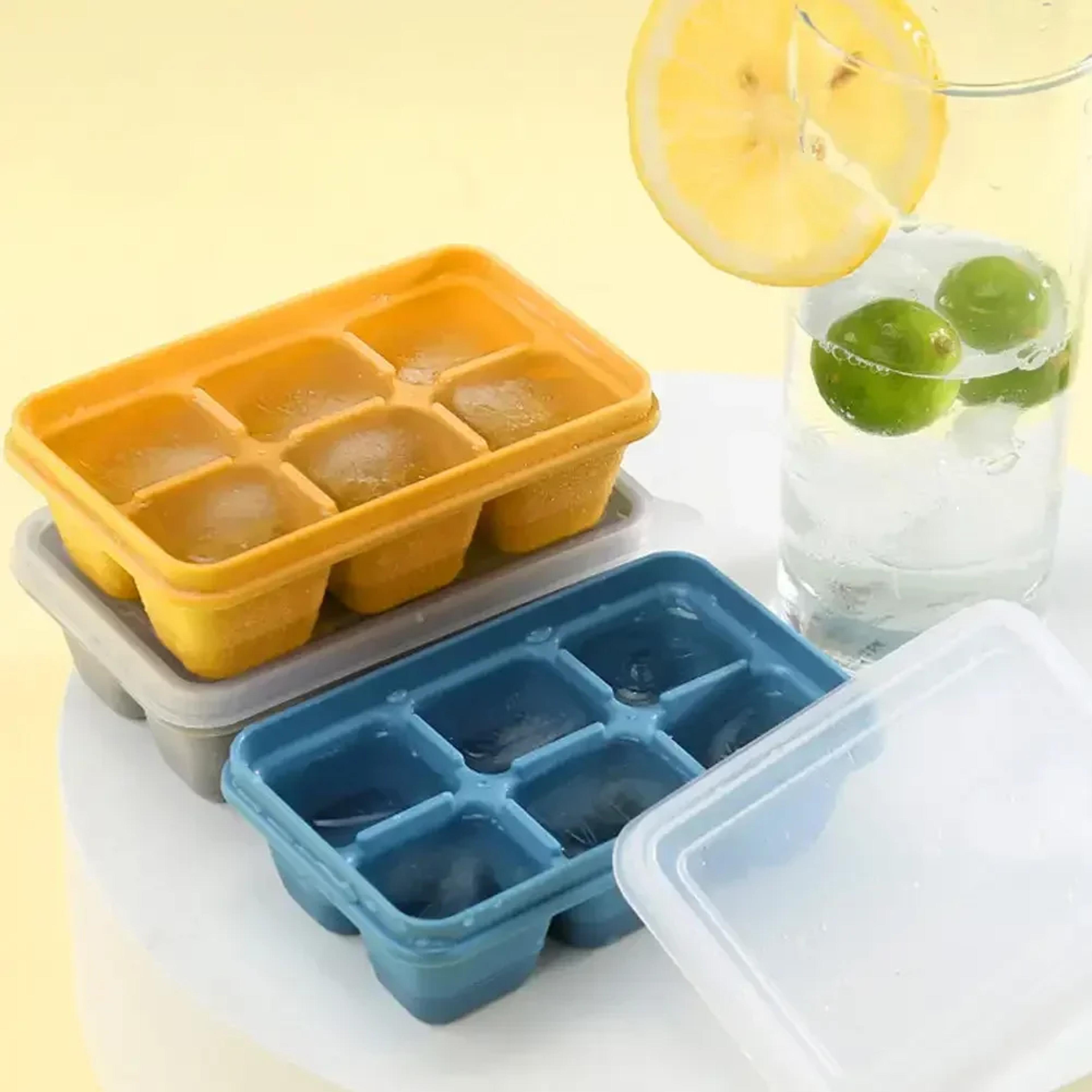 grid silicone ice cube tray with lid soft bottom fruit ice maker for drinks