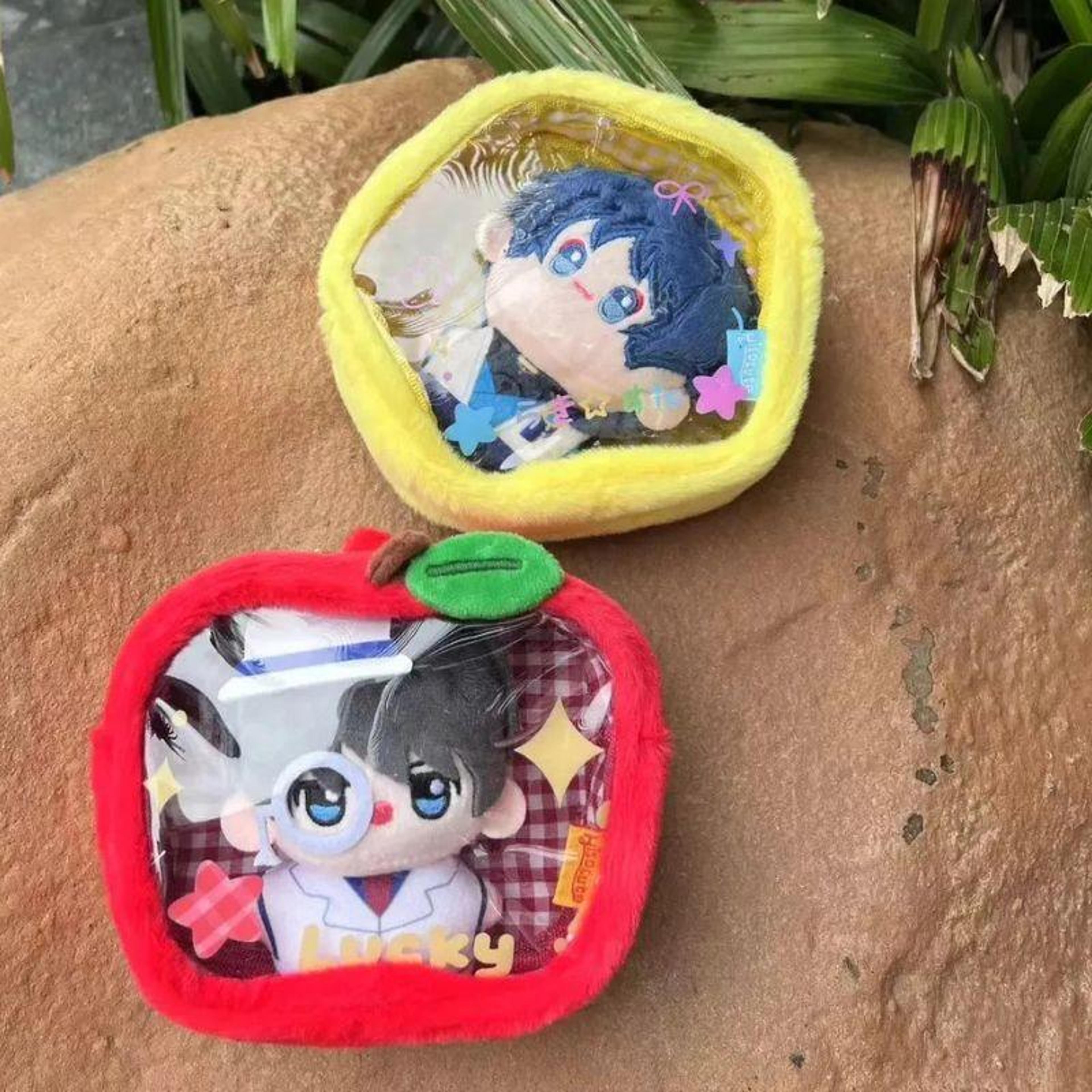 cartoon star apple plush storage bag pendant cute mini coin purse keychain organizer