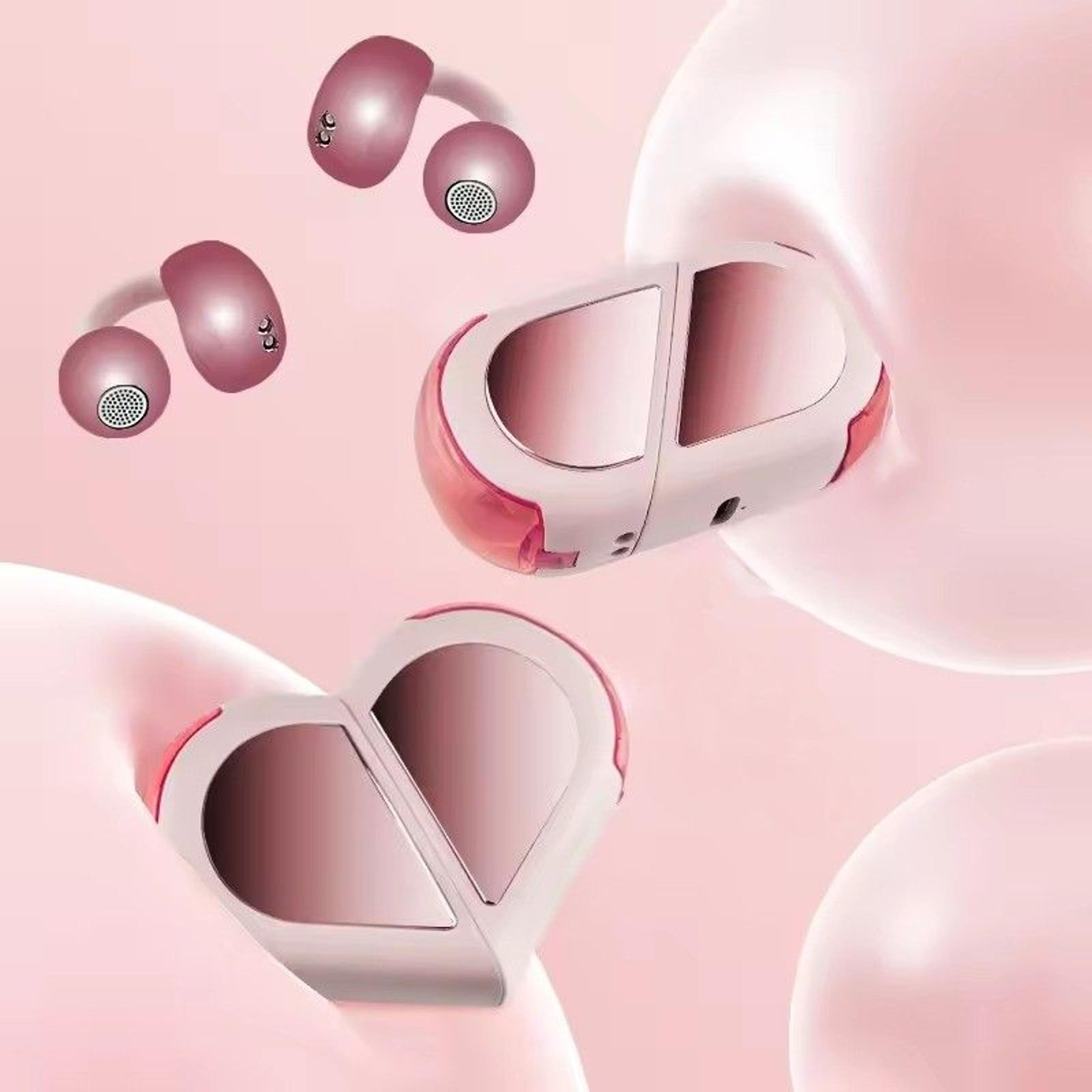 heart shaped wireless bluetooth earbuds with touch control stereo sound for girls