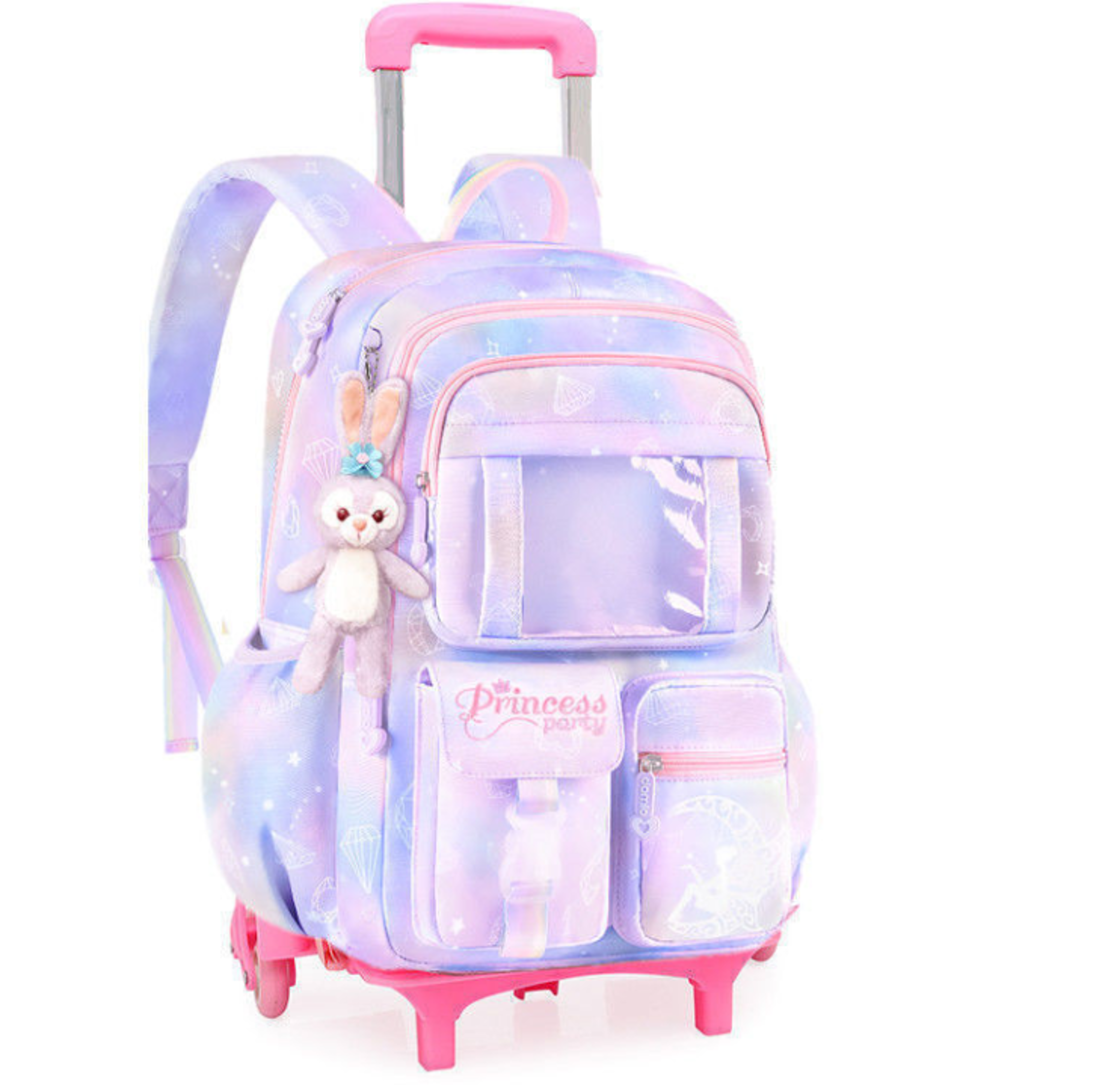 cute rolling backpack for girls kids wheeled school trolley bag