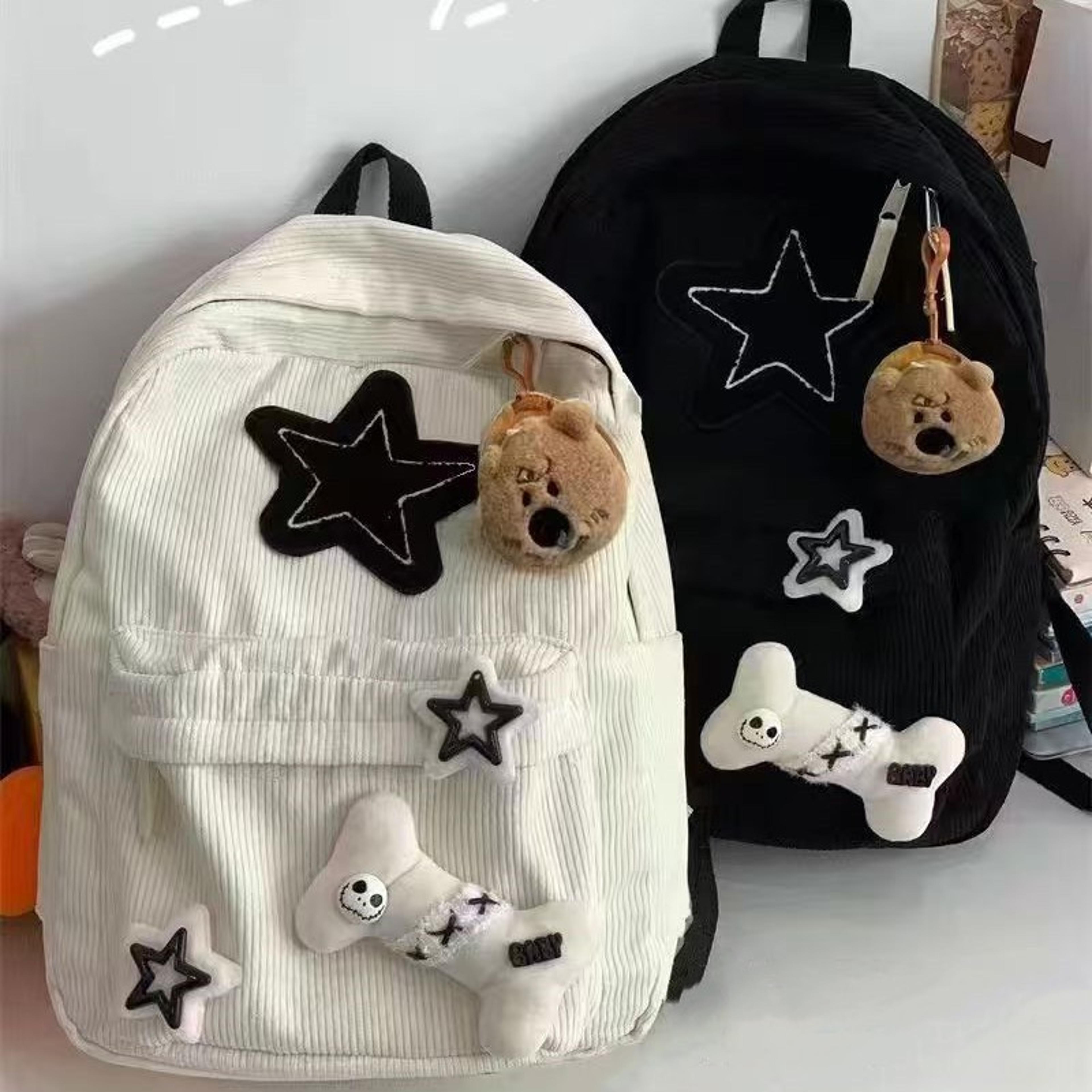 star corduroy laptop backpack large capacity school bag for girls