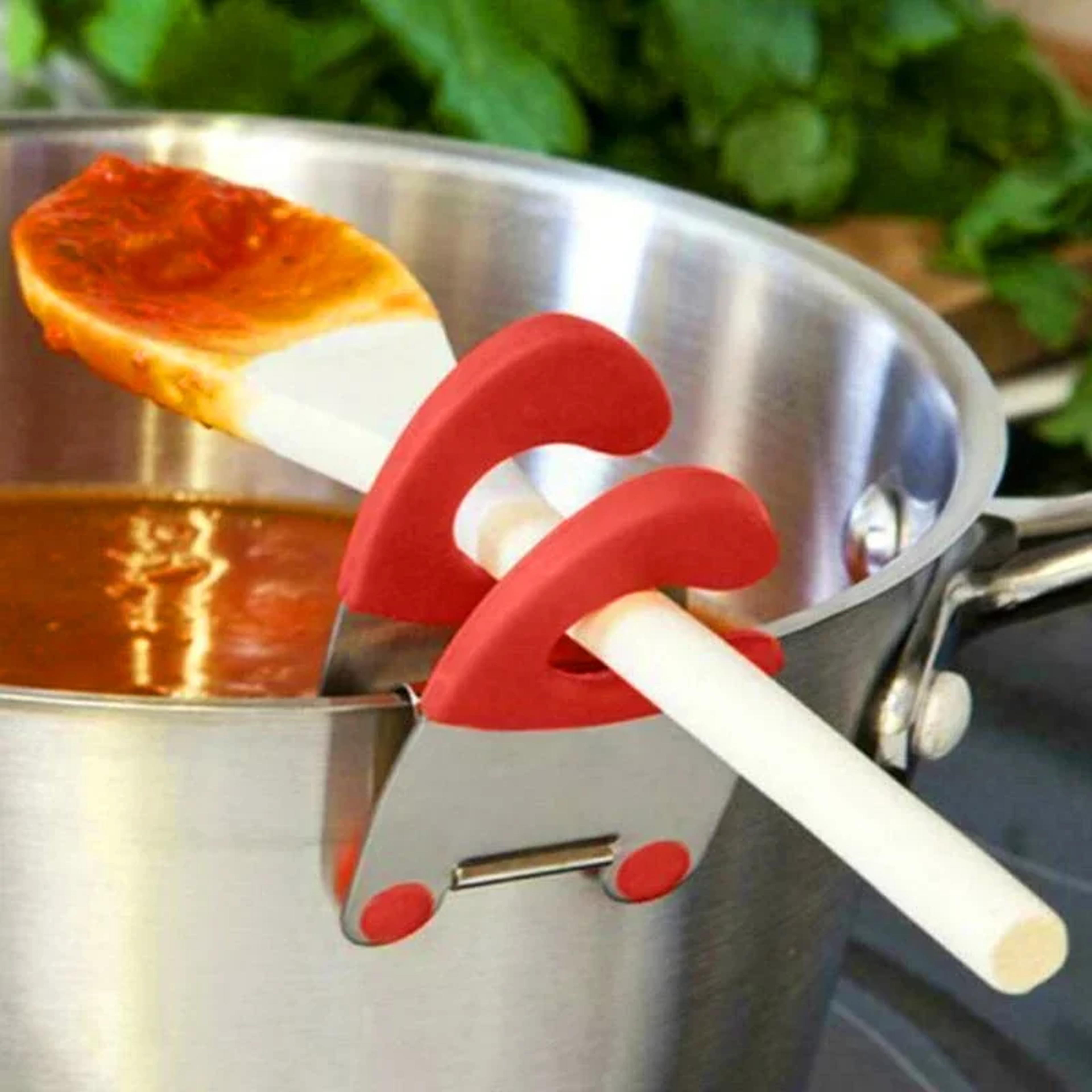stainless steel pot spoon holder clip anti scald utensil rest kitchen gadget