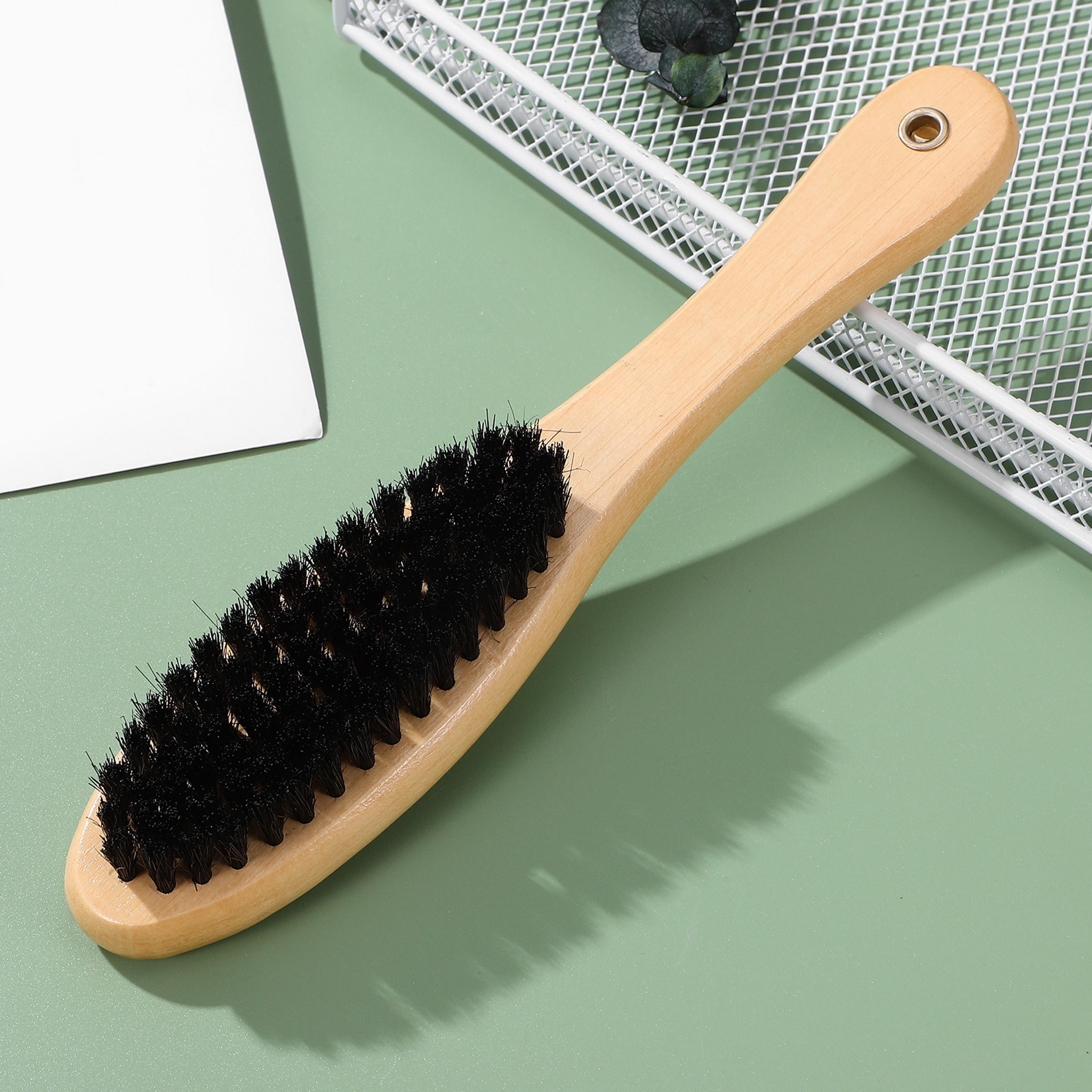 wood handle shoe cleaning brush multi purpose pet hair remover and boot scrub tool
