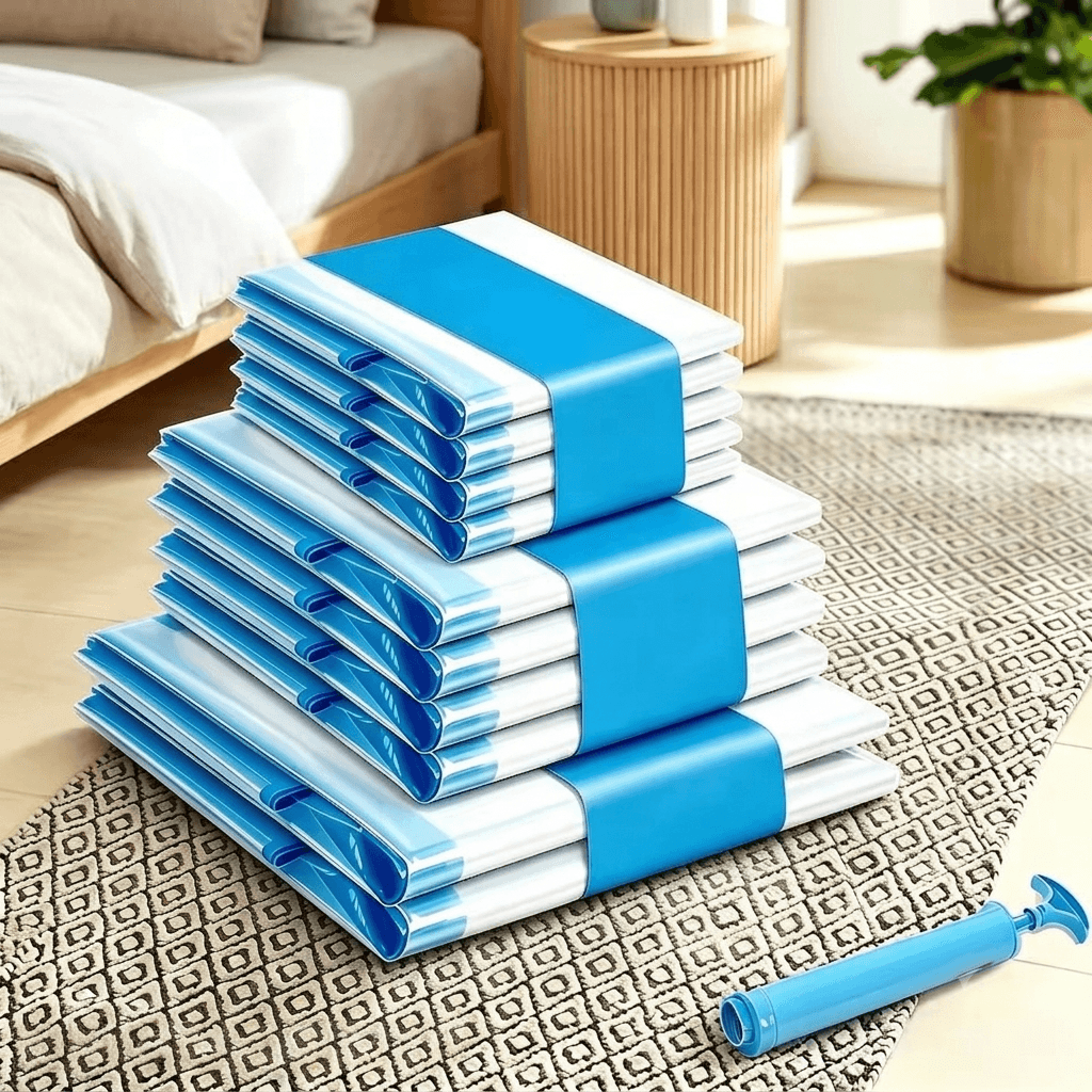 vacuum storage bags with hand pump space saving compression bags for clothes and beddings