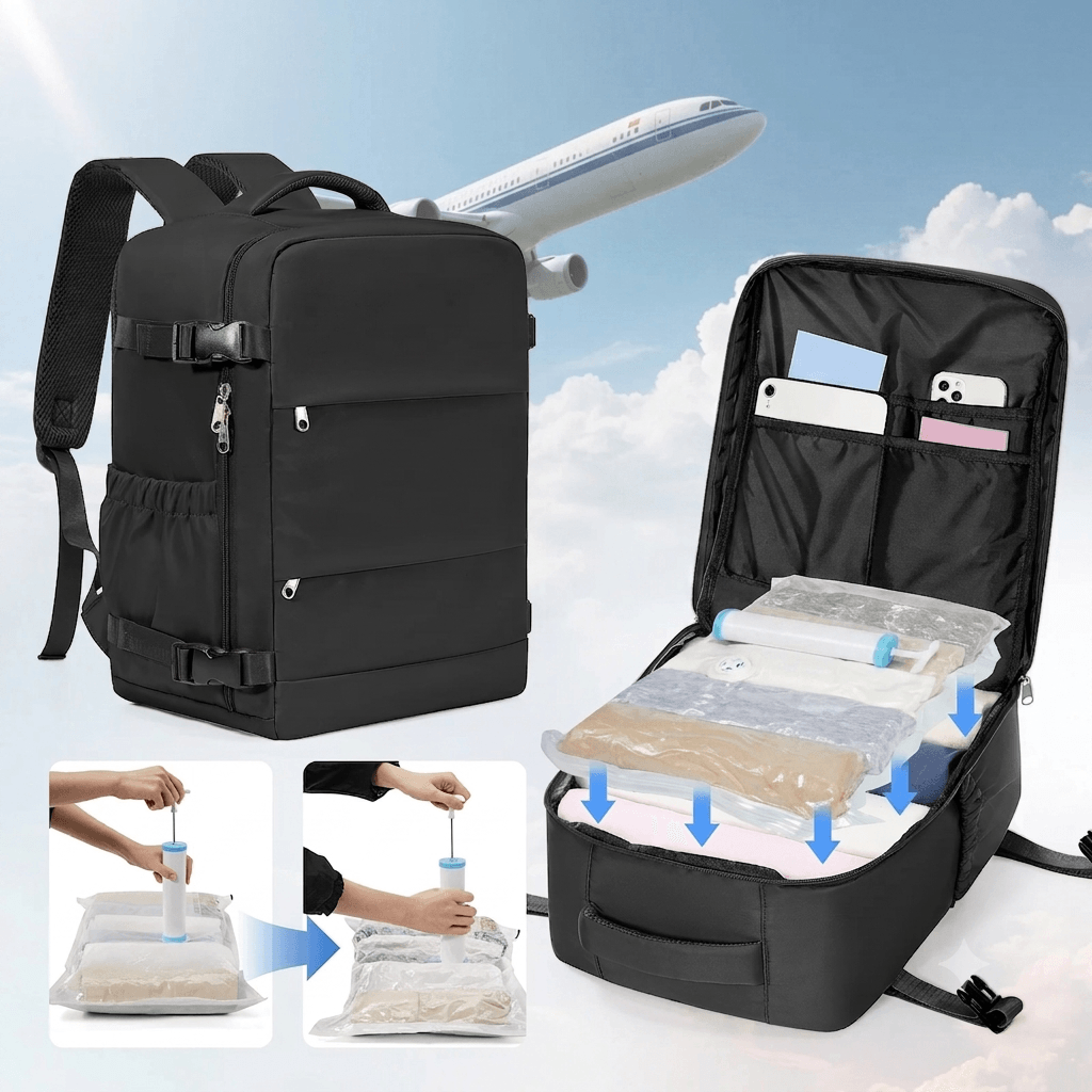 vacuum compression backpack cabin luggage travel storage bag