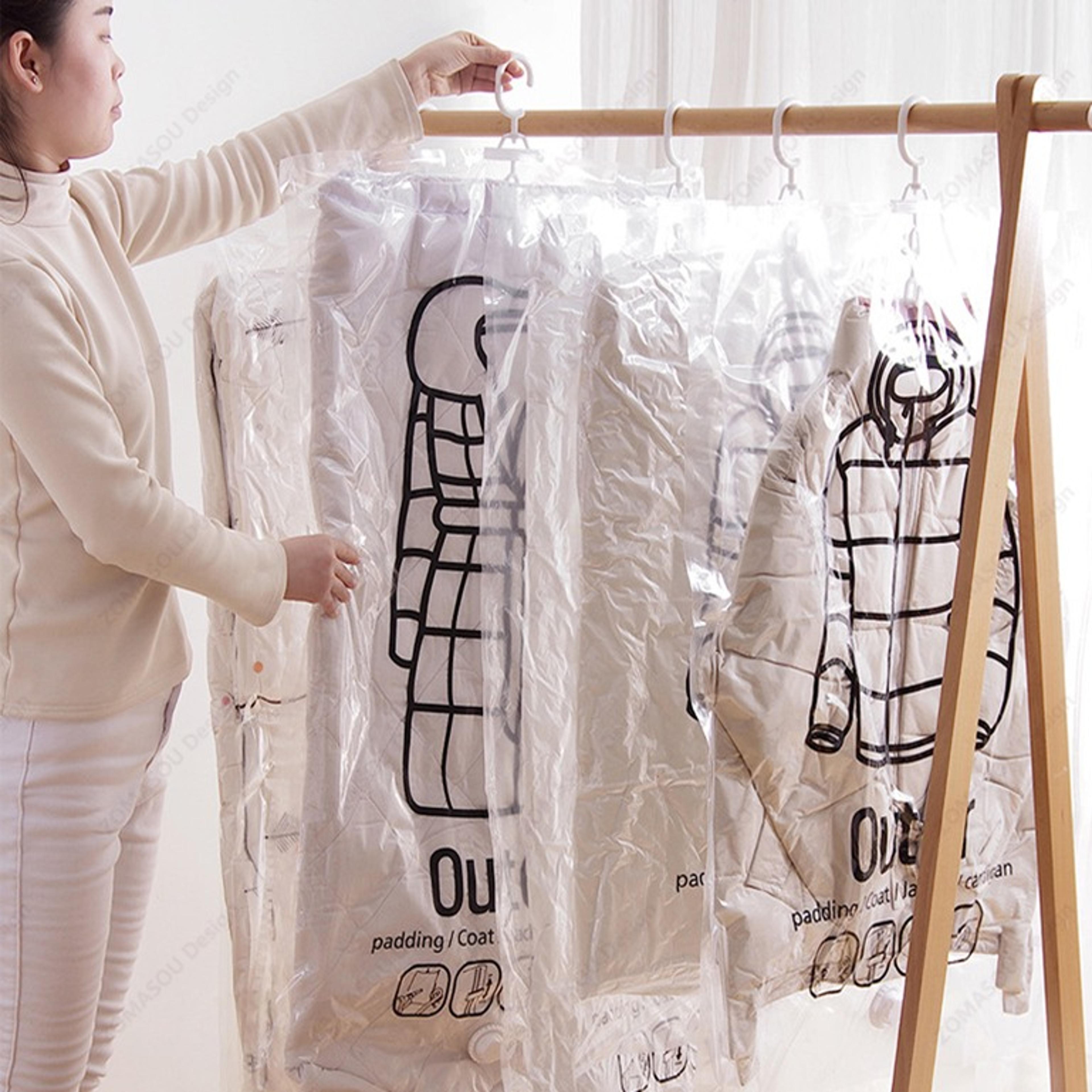 hanging vacuum storage bags with pump space saver clothes compression bags