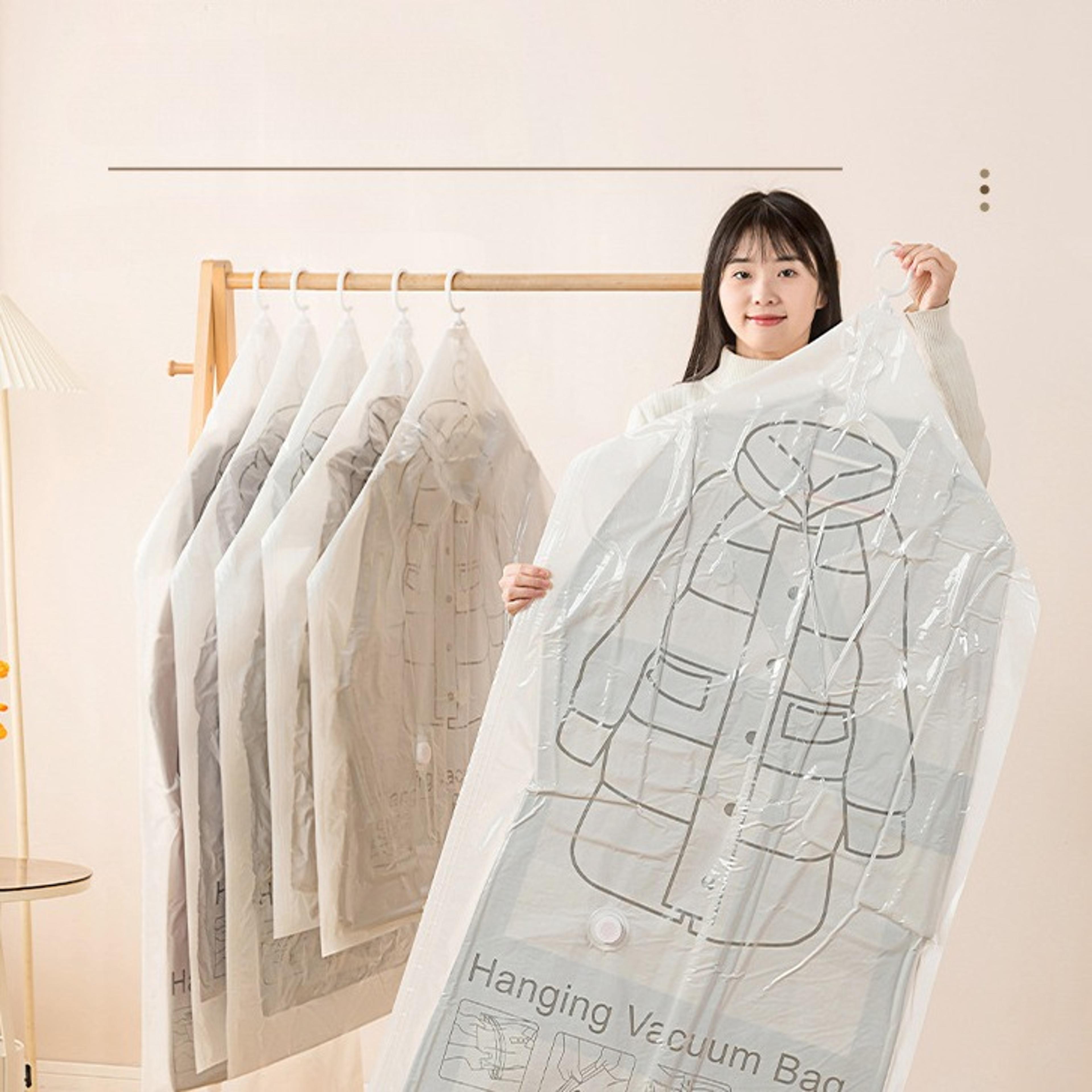hanging vacuum storage bags clothing organizer for space saving closet storage