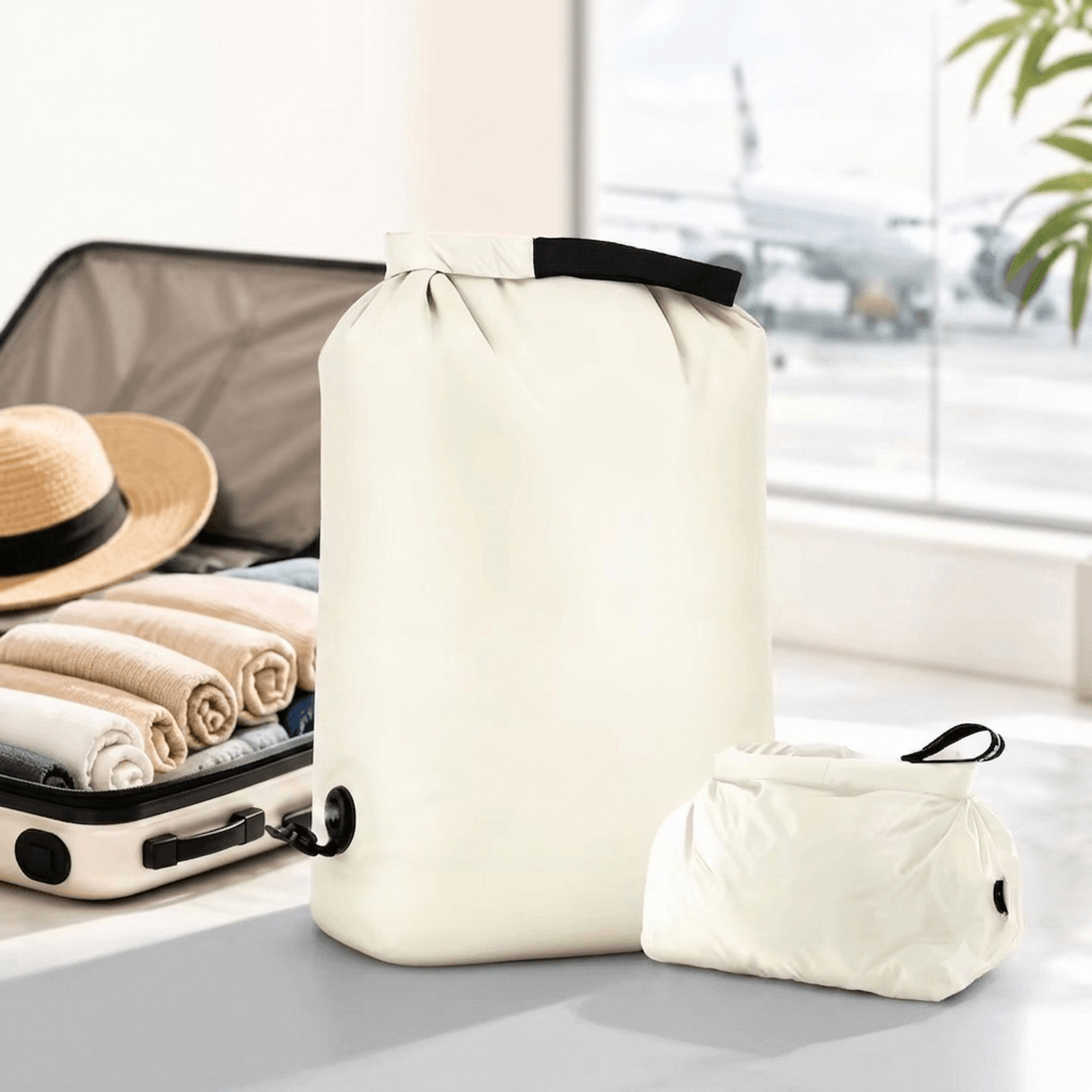 travel storage bag compression sack waterproof no pump vacuum bag clothes organizer space saving pouch for backpacking