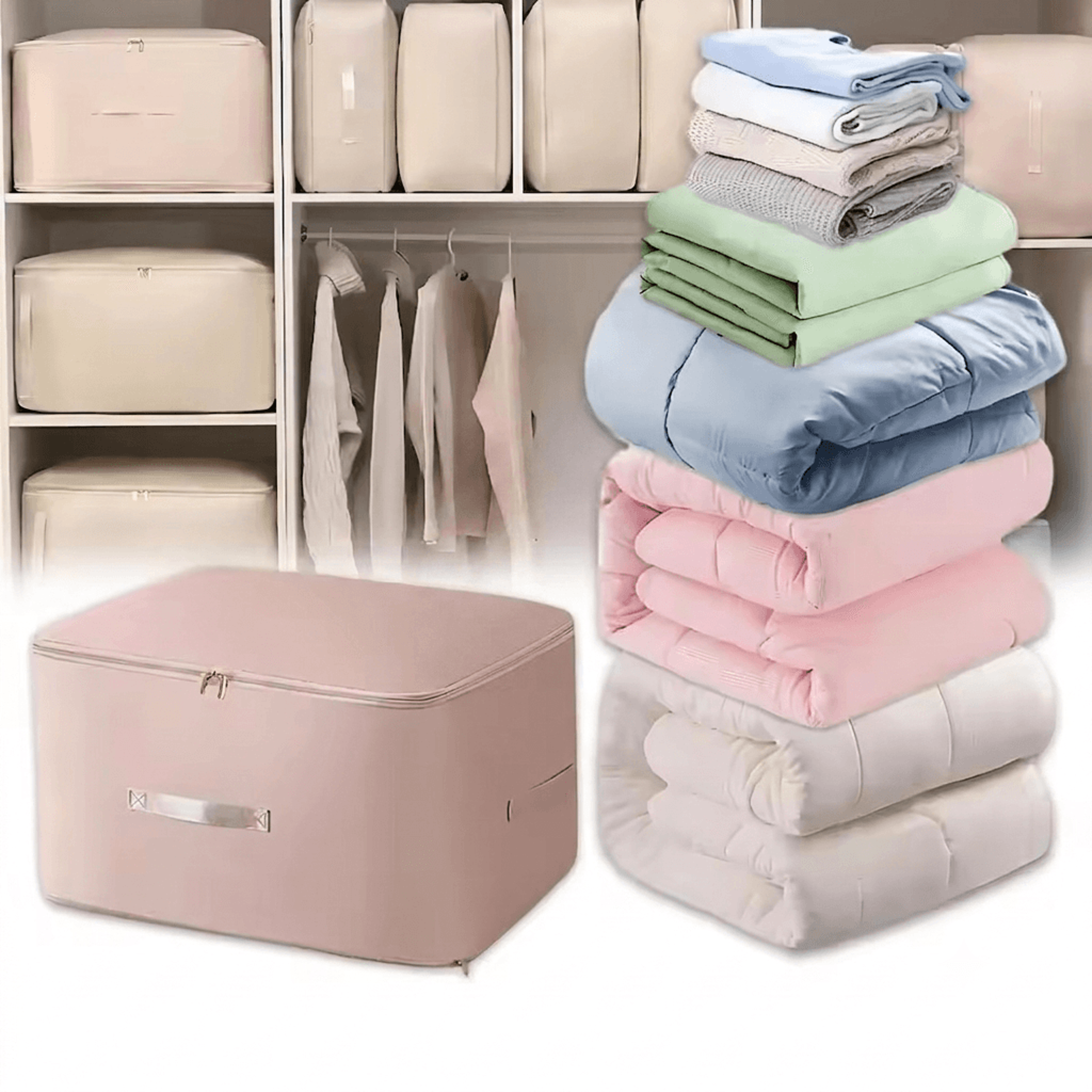 space saving self compression storage bag for clothes, quilts and bedding