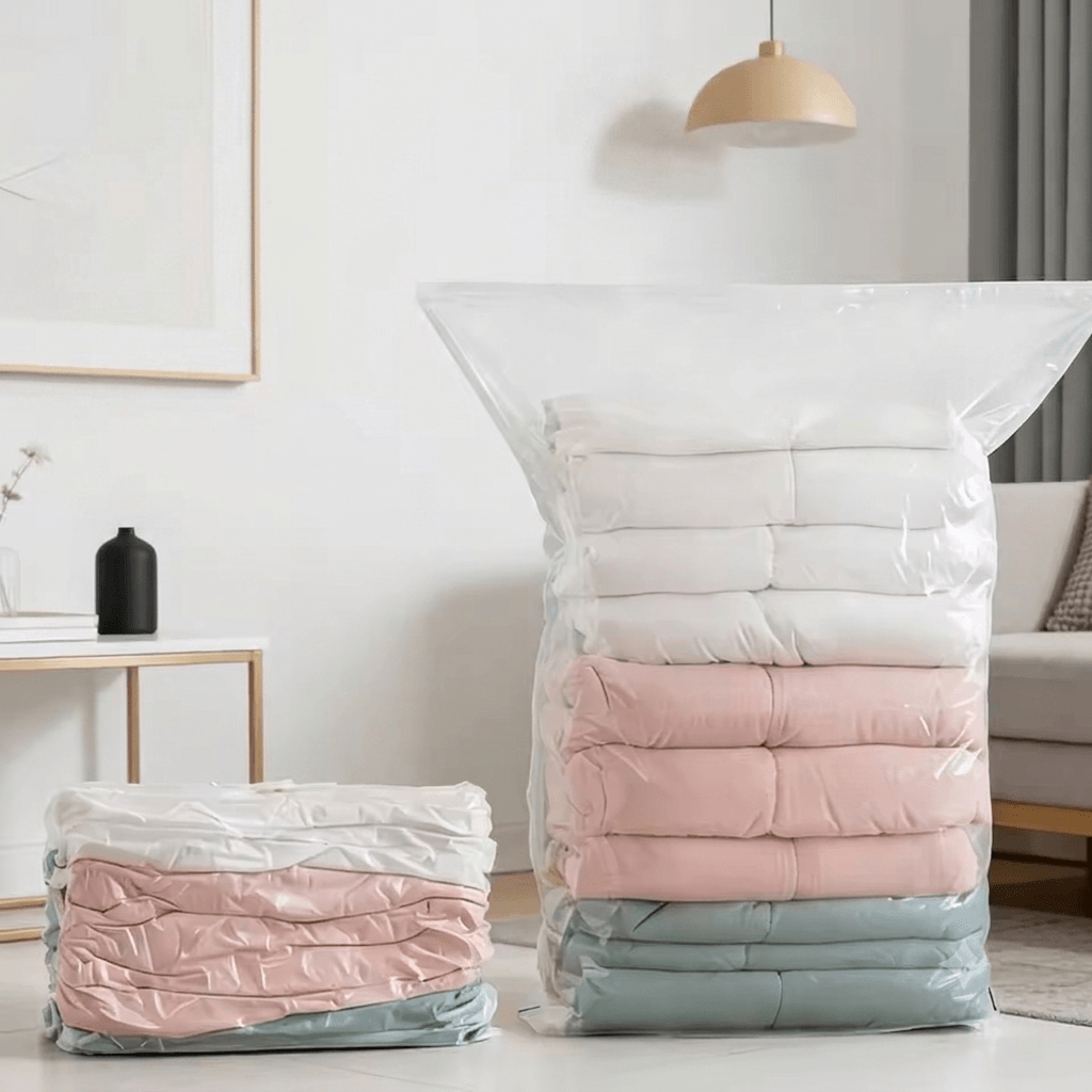 reusable vacuum storage bags for clothes and bedding space saving travel compression organizers