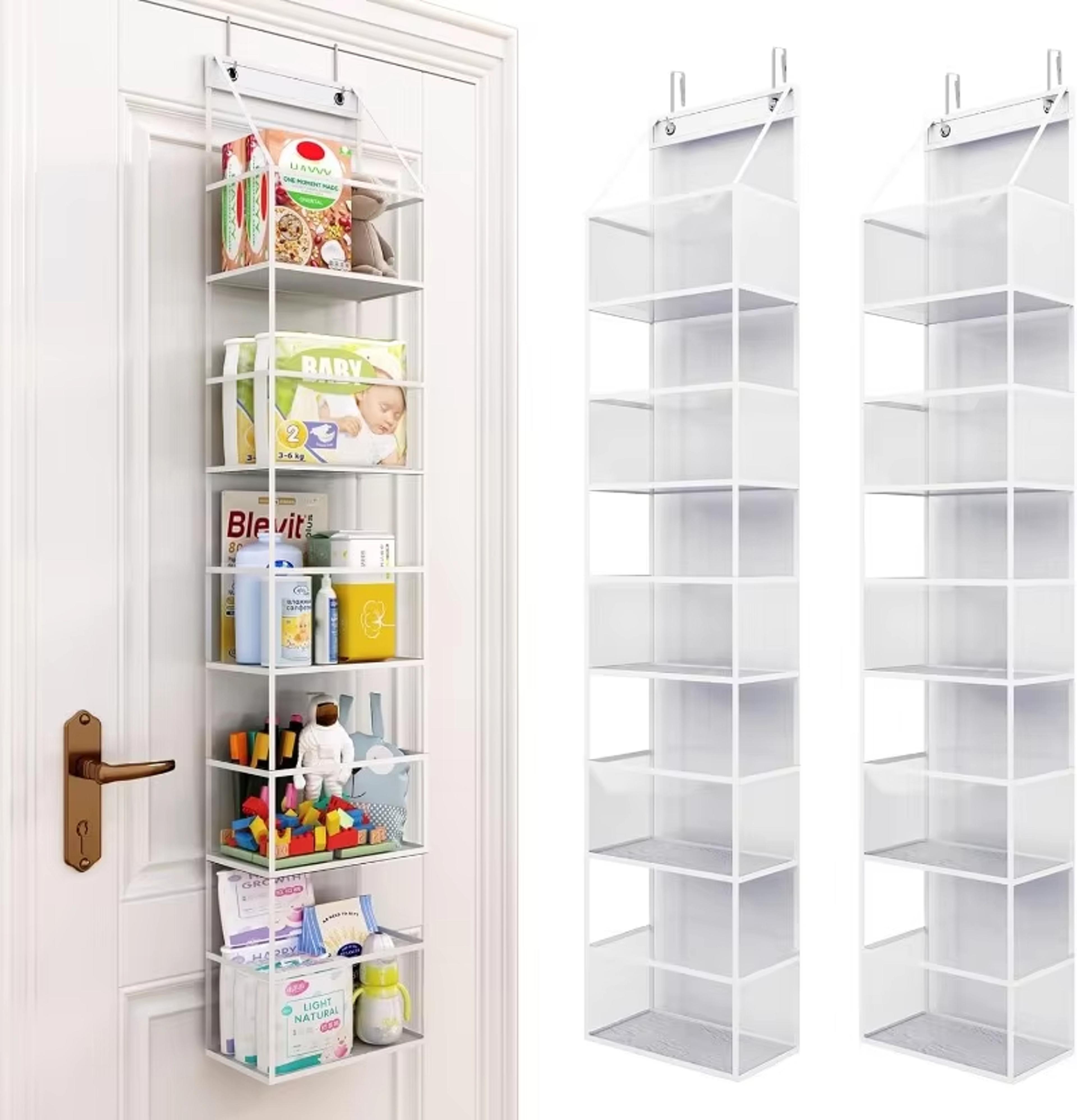 over the door organizer with clear pockets large capacity hanging storage solution