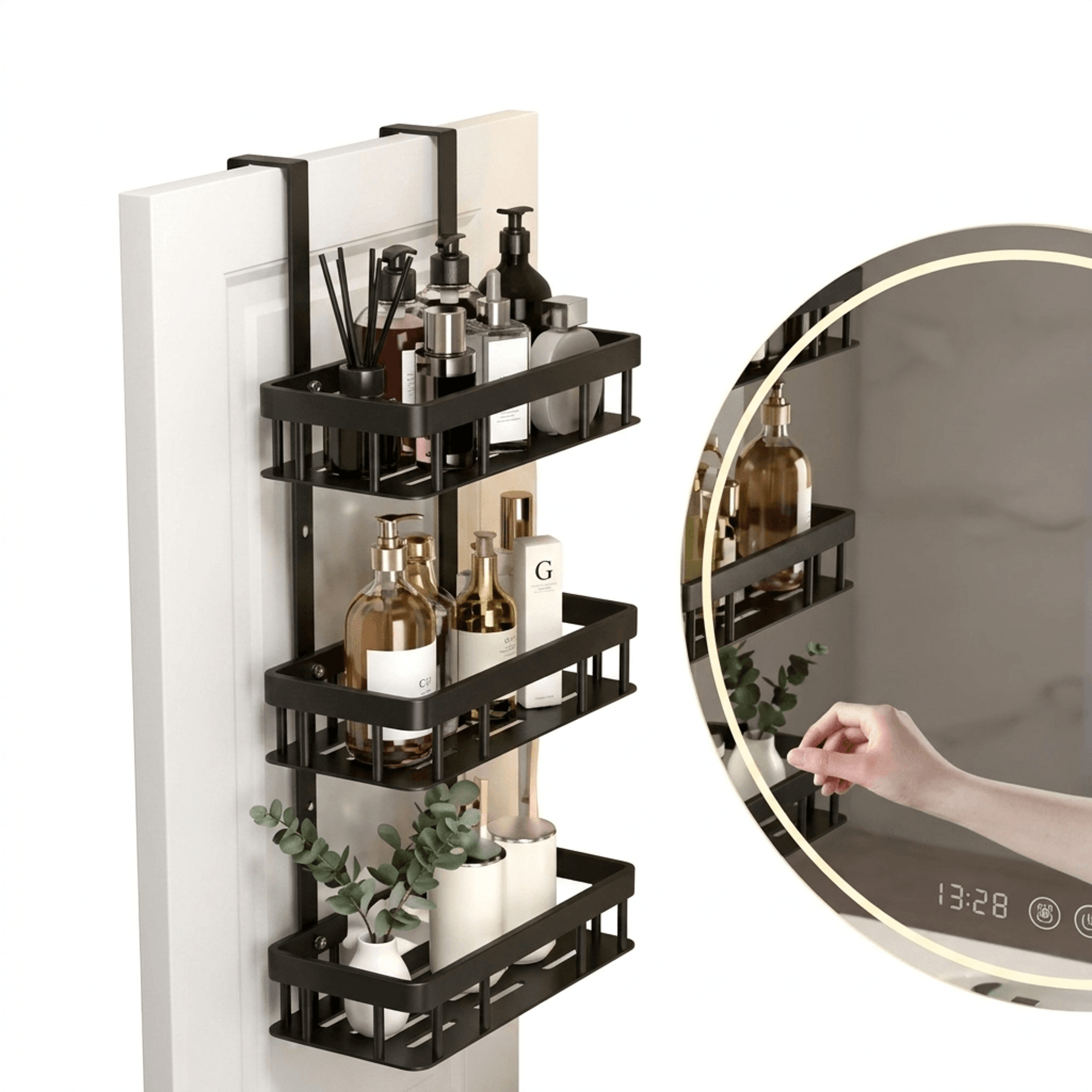 no drill shower caddy over door tier bathroom storage organizer