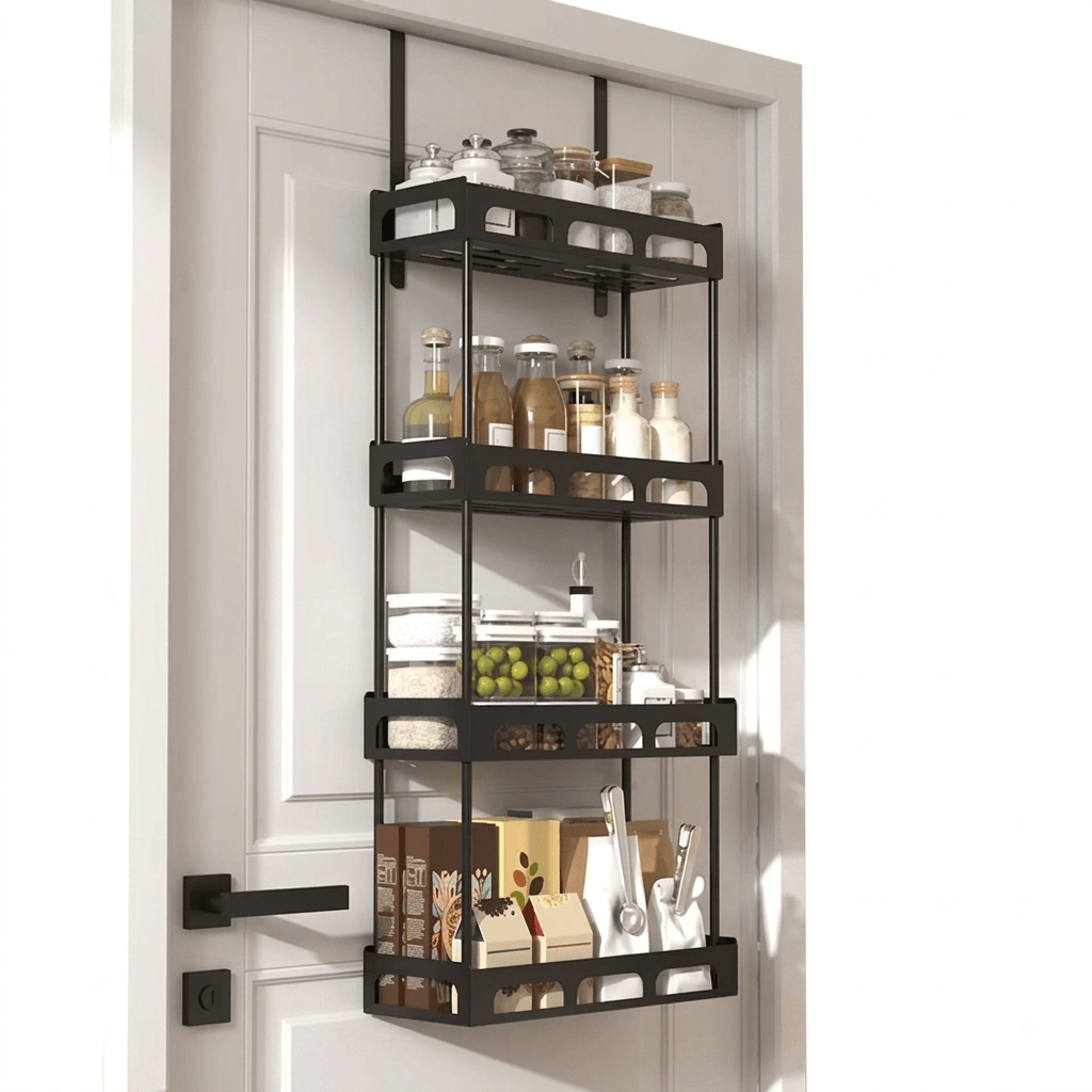 over door storage rack for kitchen pantry spice and food organization