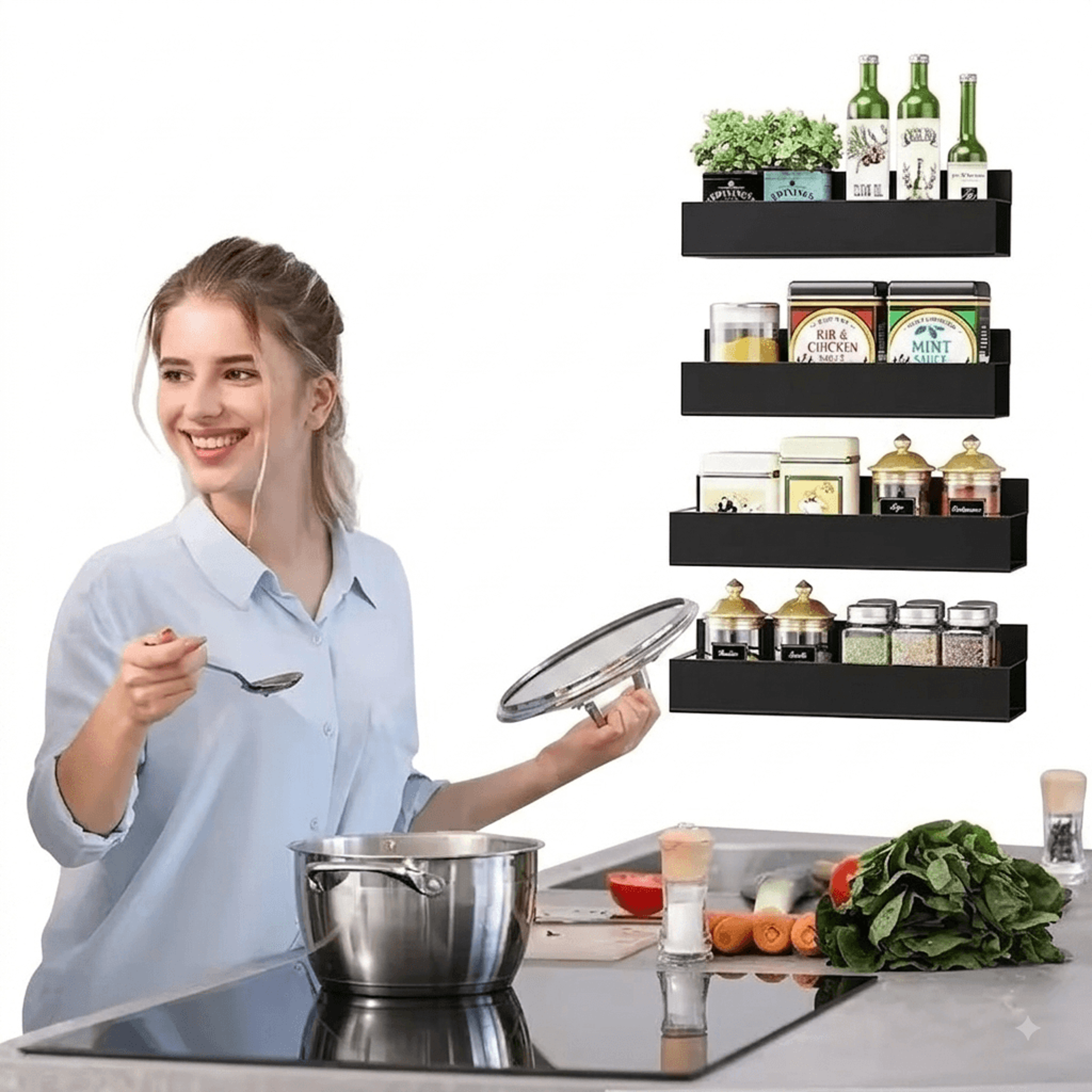 magnetic refrigerator shelf organizer strong magnet kitchen storage rack