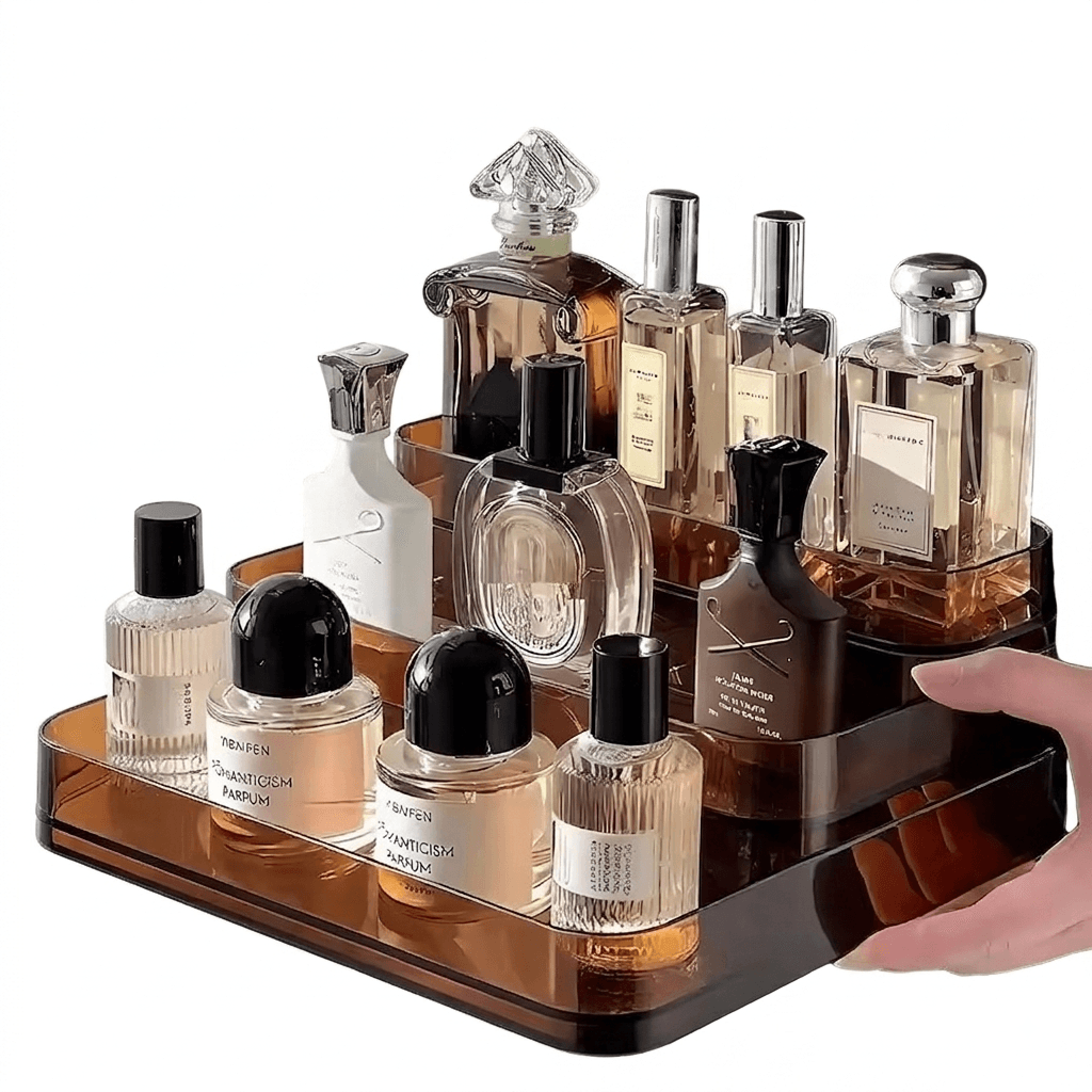 transparent perfume organizer cosmetic storage box vanity makeup rack for bathroom countertop