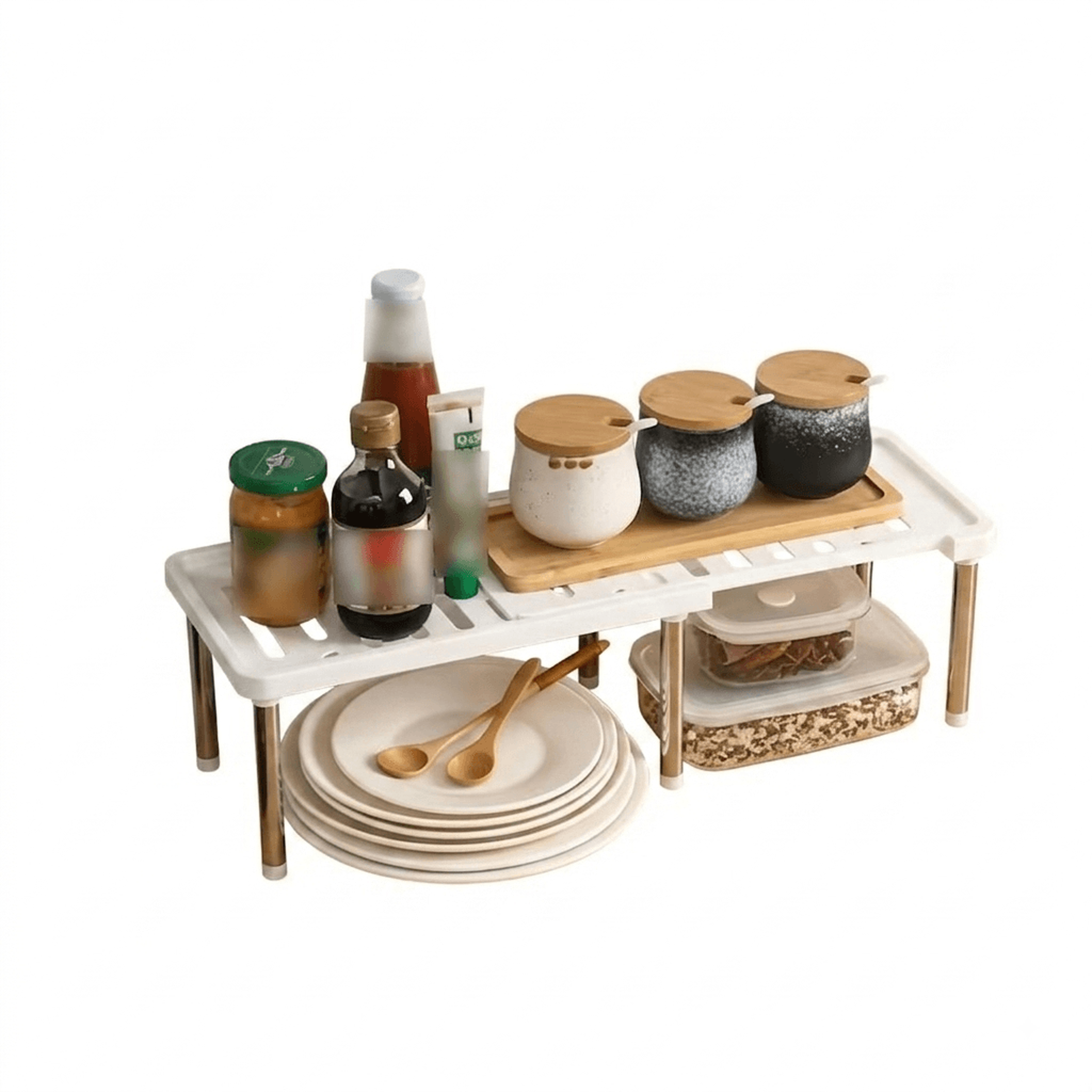 retractable kitchen shelf cabinet organizer adjustable layered storage rack