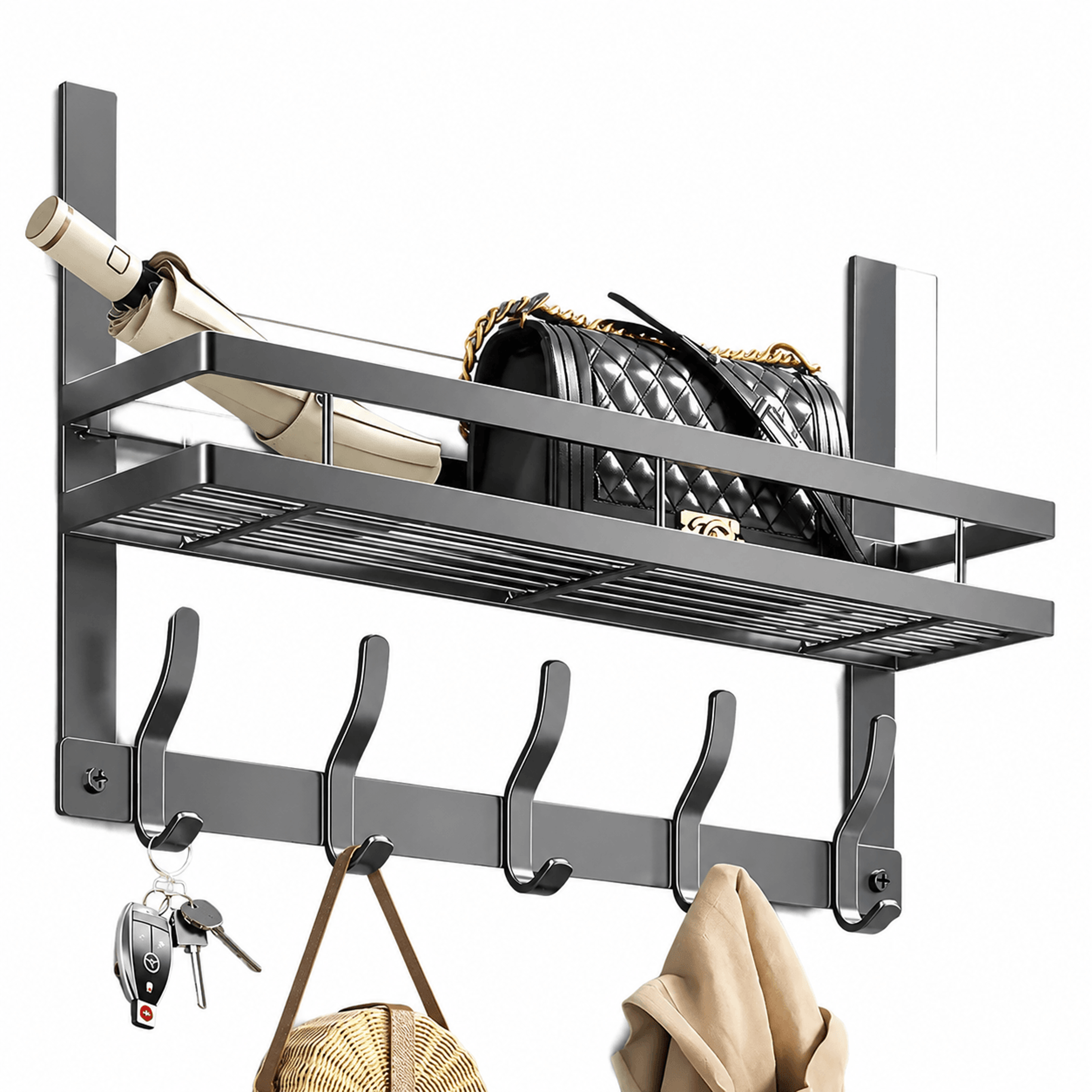 heavy duty over the door organizer with no drill hooks space saving storage rack