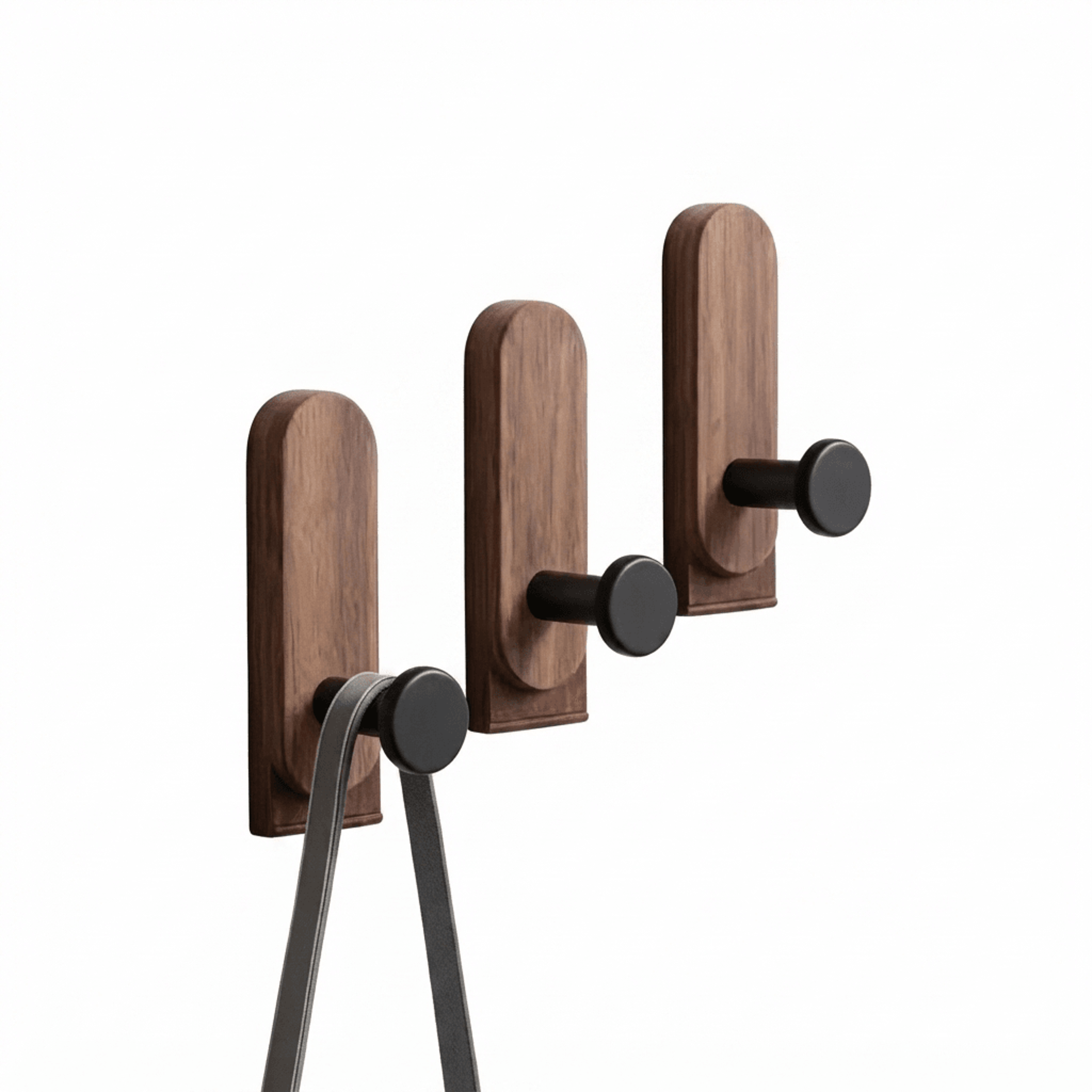 walnut wood wall hooks self adhesive no drill coat towel and key hangers