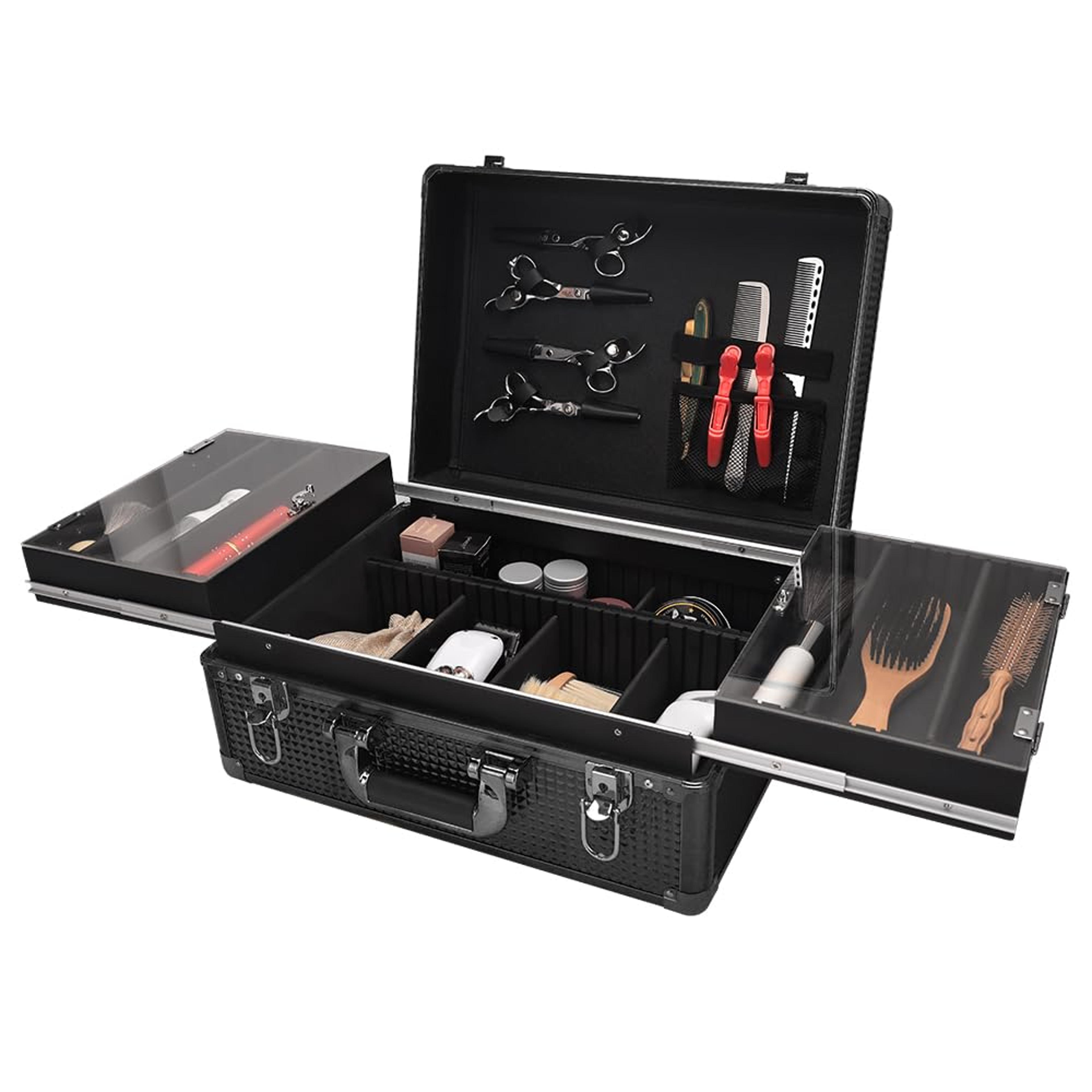 secure style double layer lockable makeup organizer and hair tool organizer with password lock
