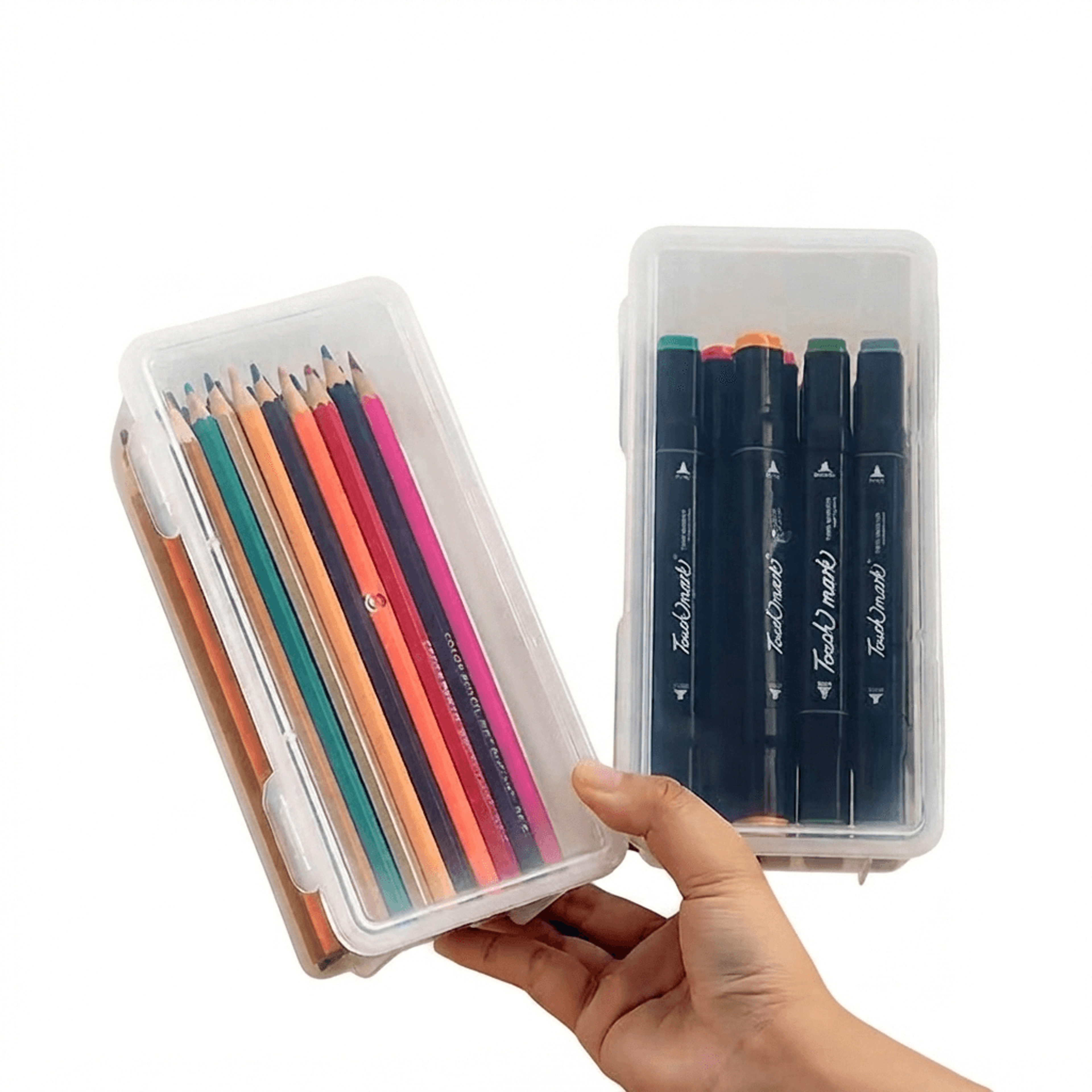 multi function pencil case organizer and plastic pencil box for school office and art supplies