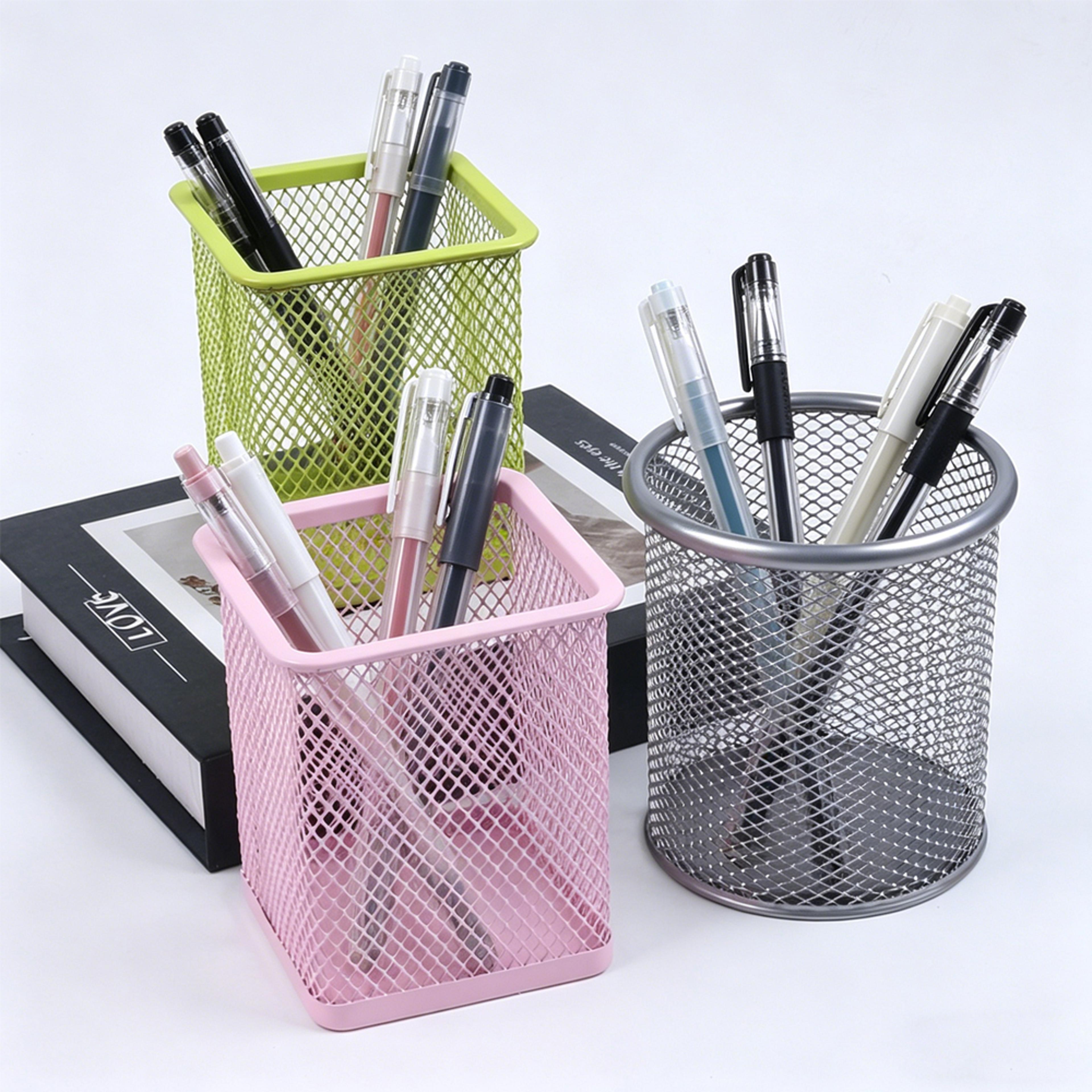 metal mesh pen holder and desk organizer pencil cup for office and home