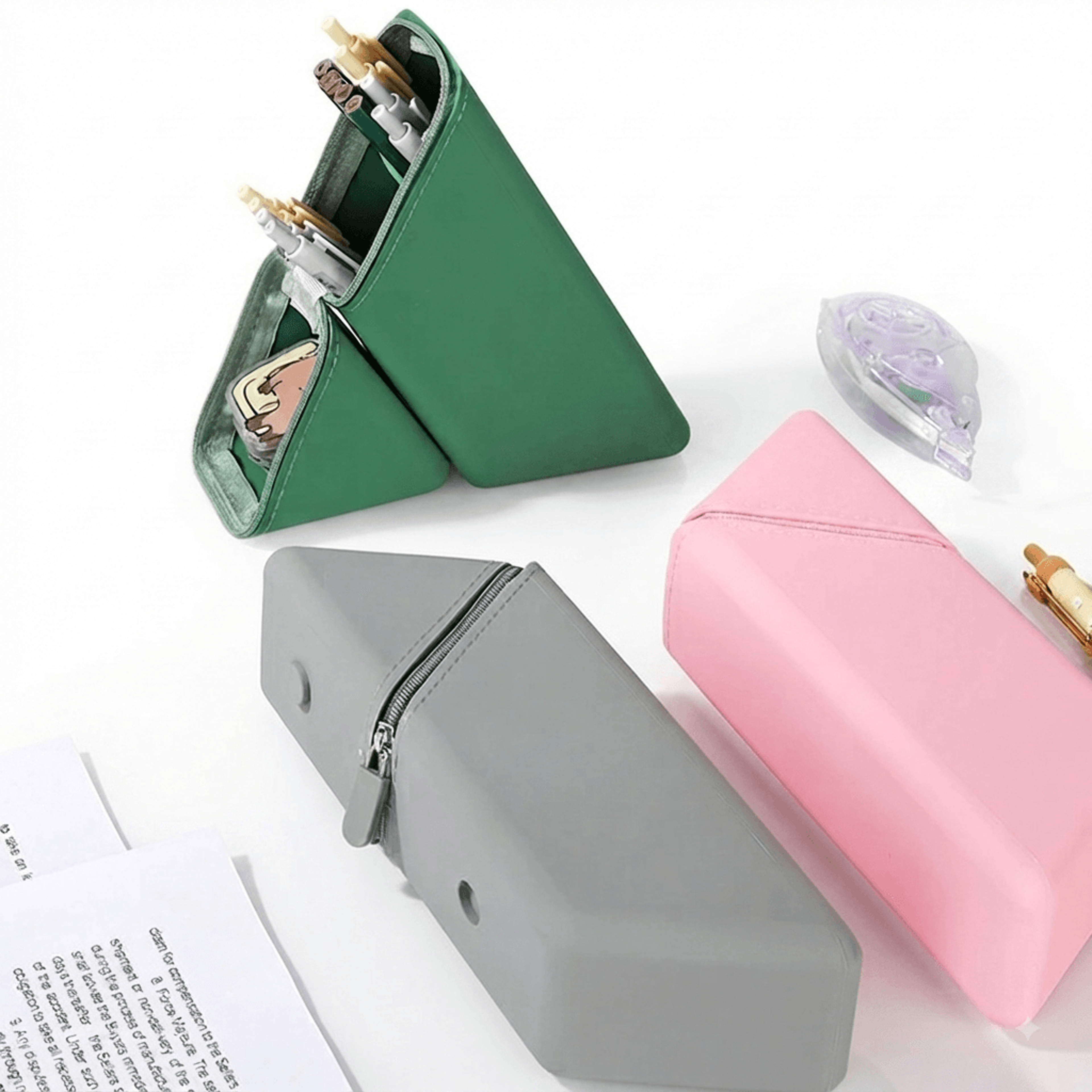 expandable silicone pencil case large capacity foldable desk organizers