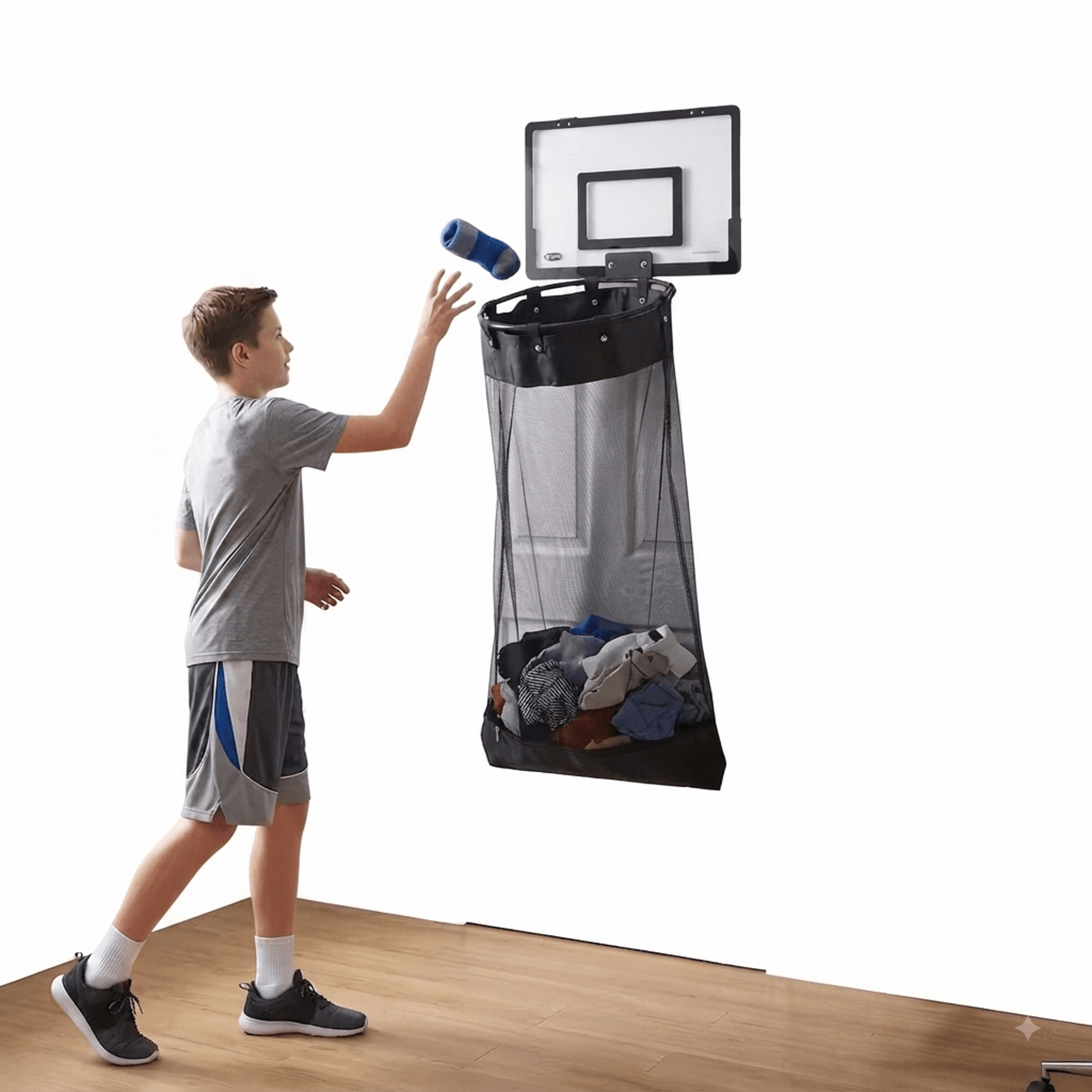 basketball laundry hamper over door hanging clothes organizer for dorm room storage
