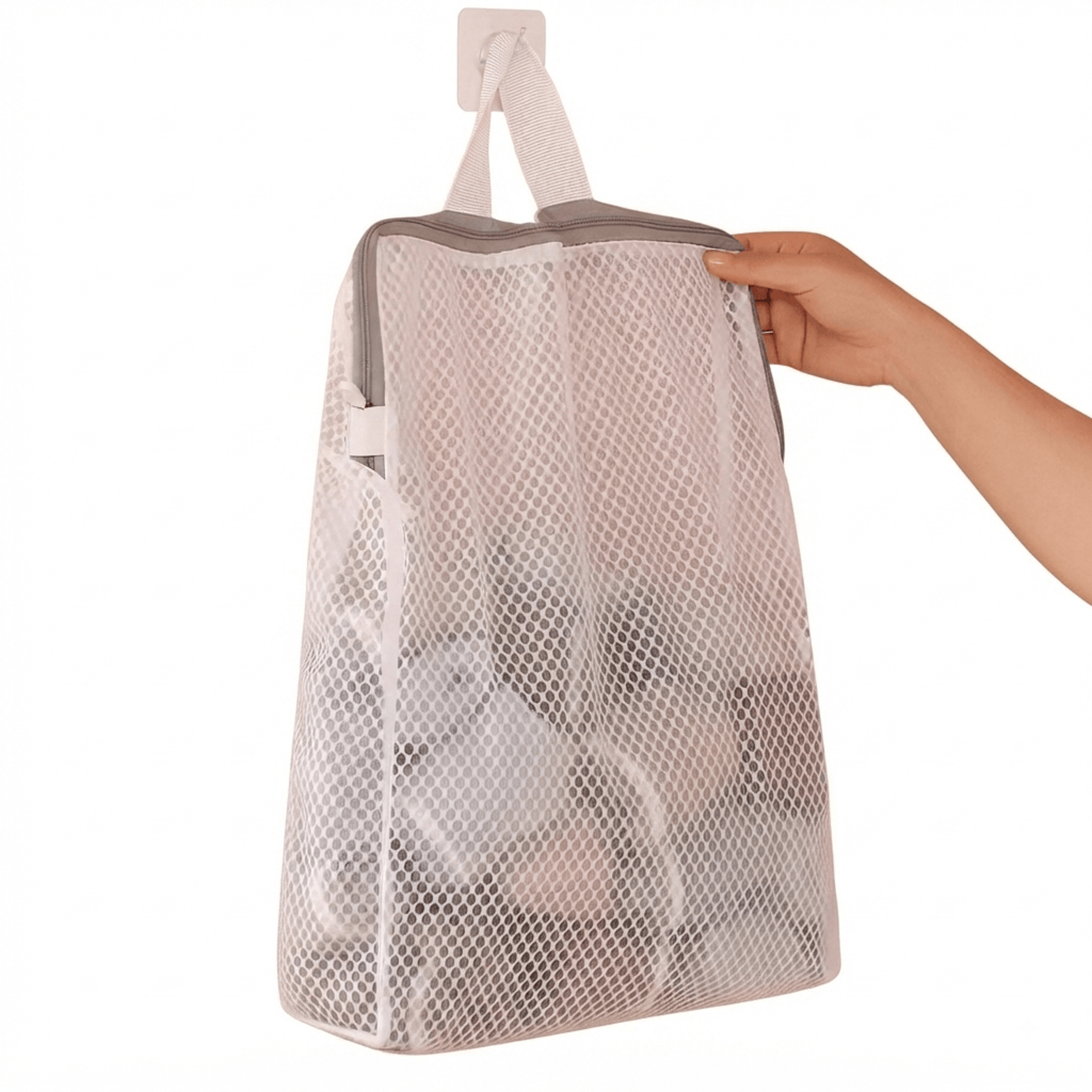 honeycomb mesh laundry bag wall mounted clothes storage organizer with zipper