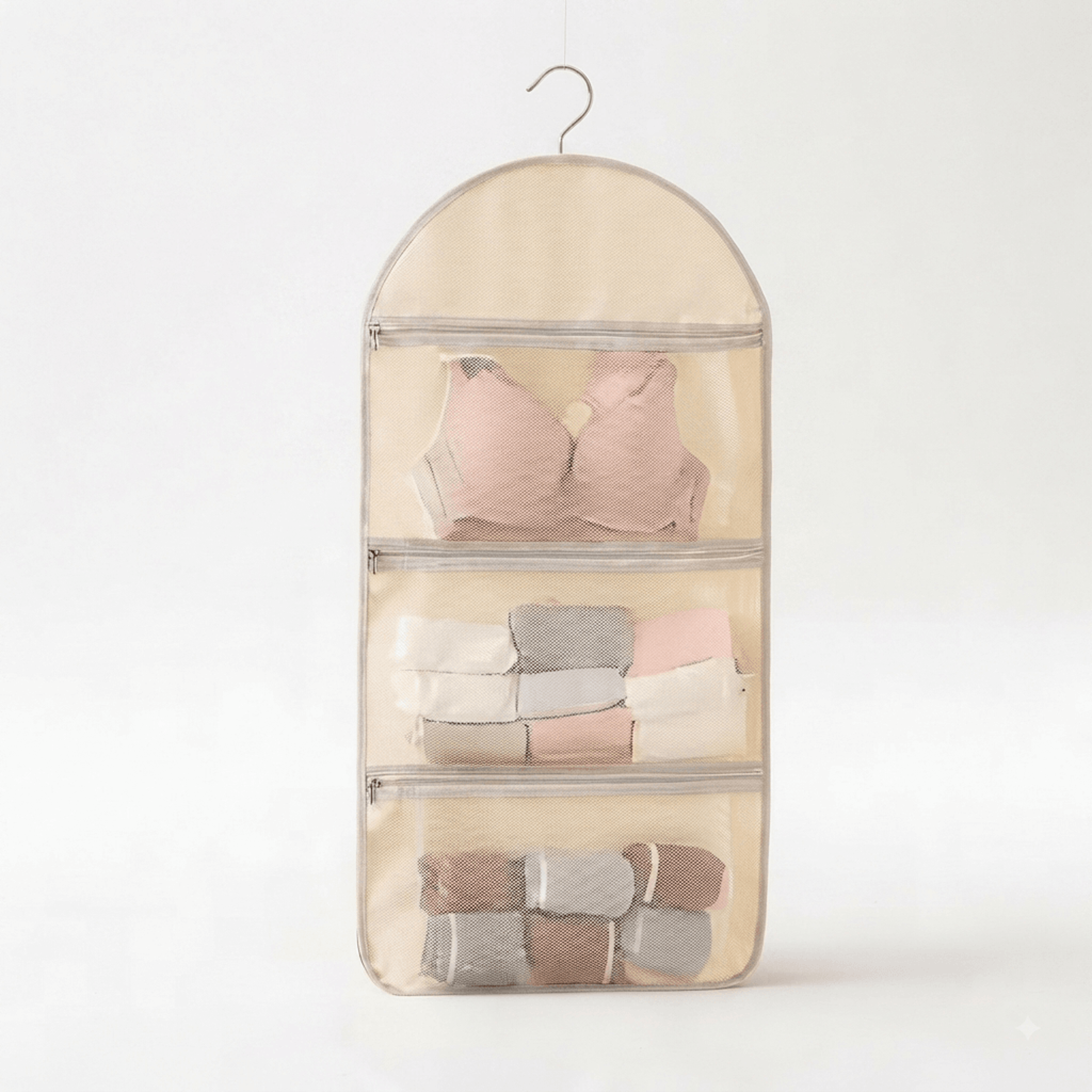 hanging closet organizer with underwear organizer and socks storage organizer for wardrobe space saving