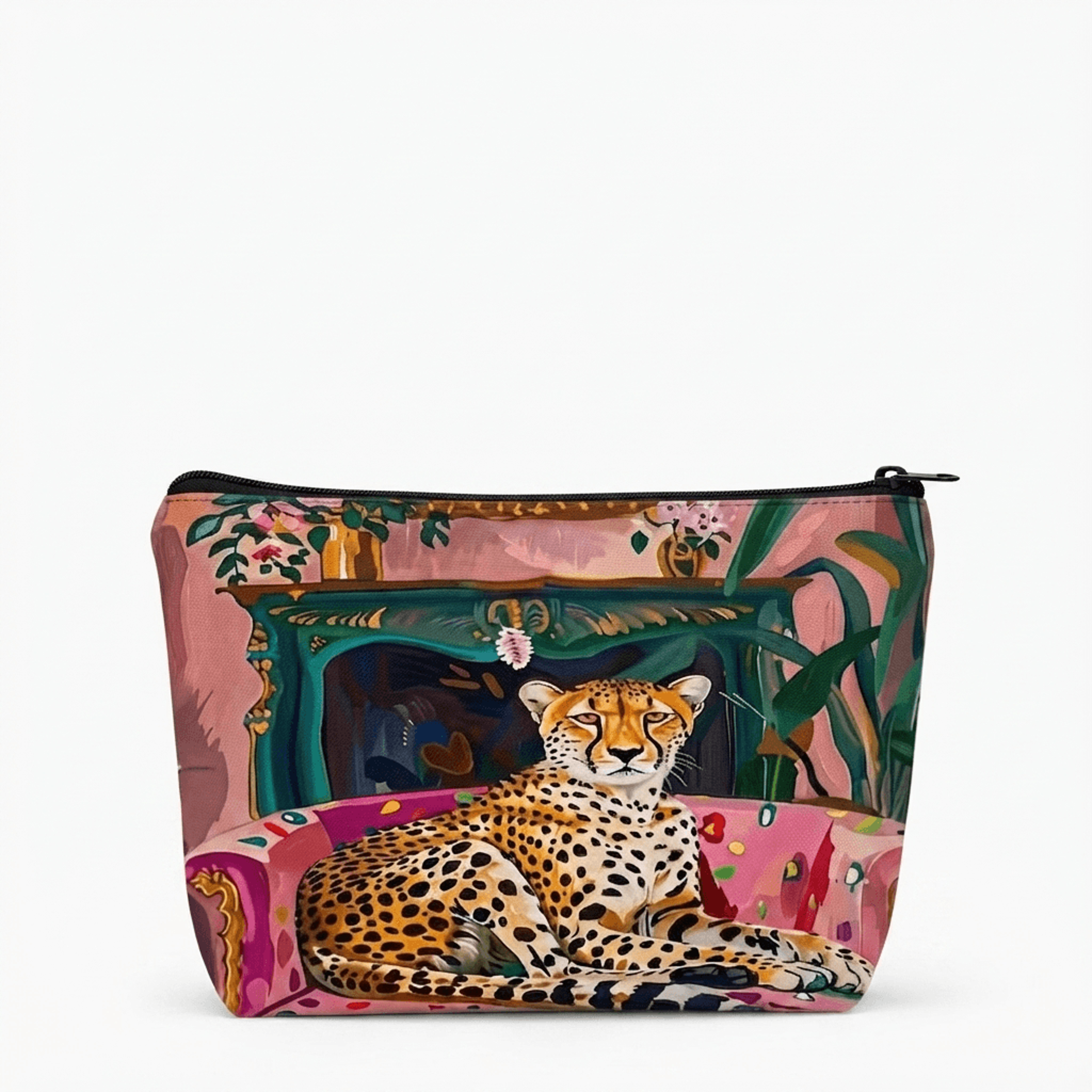 leopard print makeup bag for women multifunctional travel cosmetic and jewelry pouch