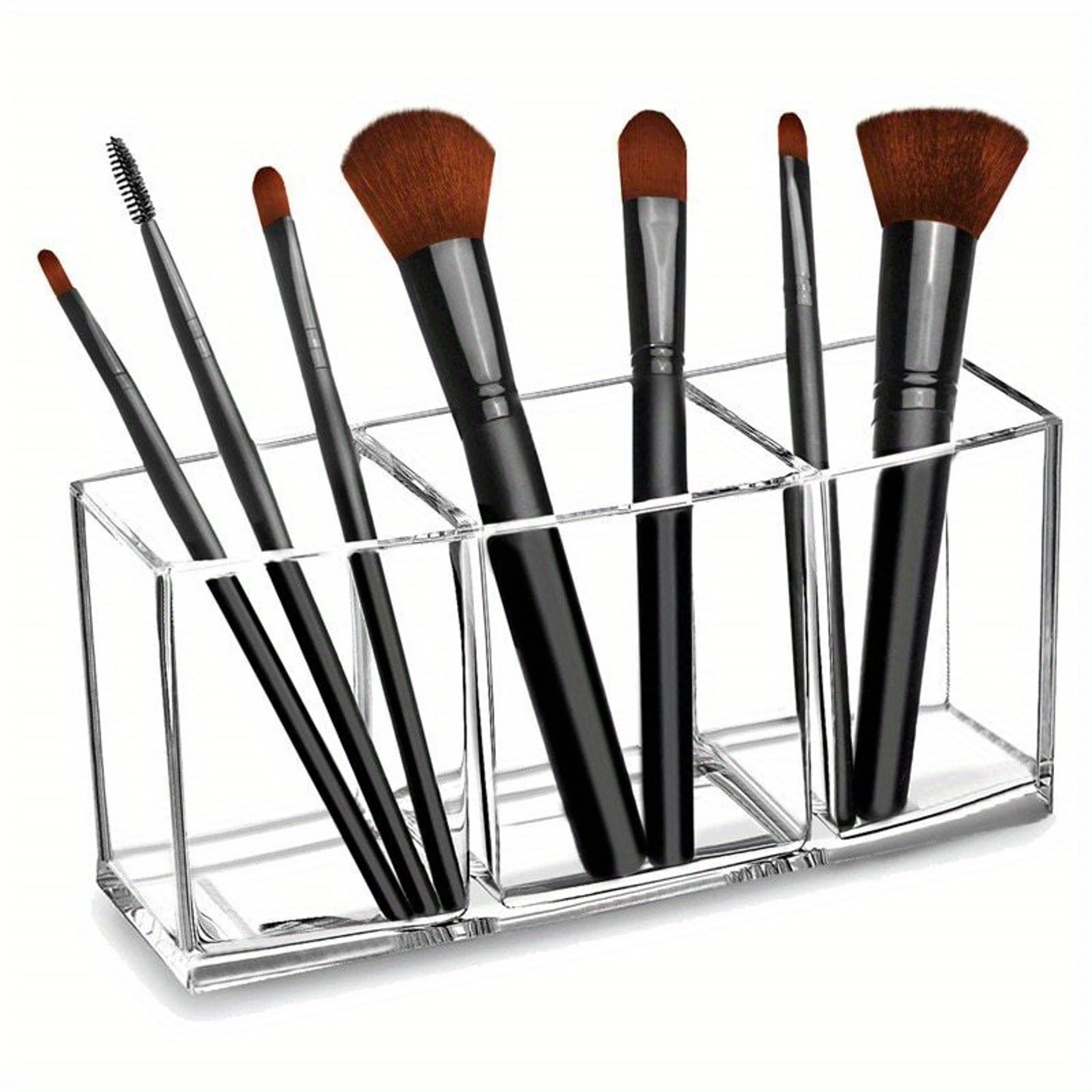 grid makeup organizer box with lipstick holder for vanity storage