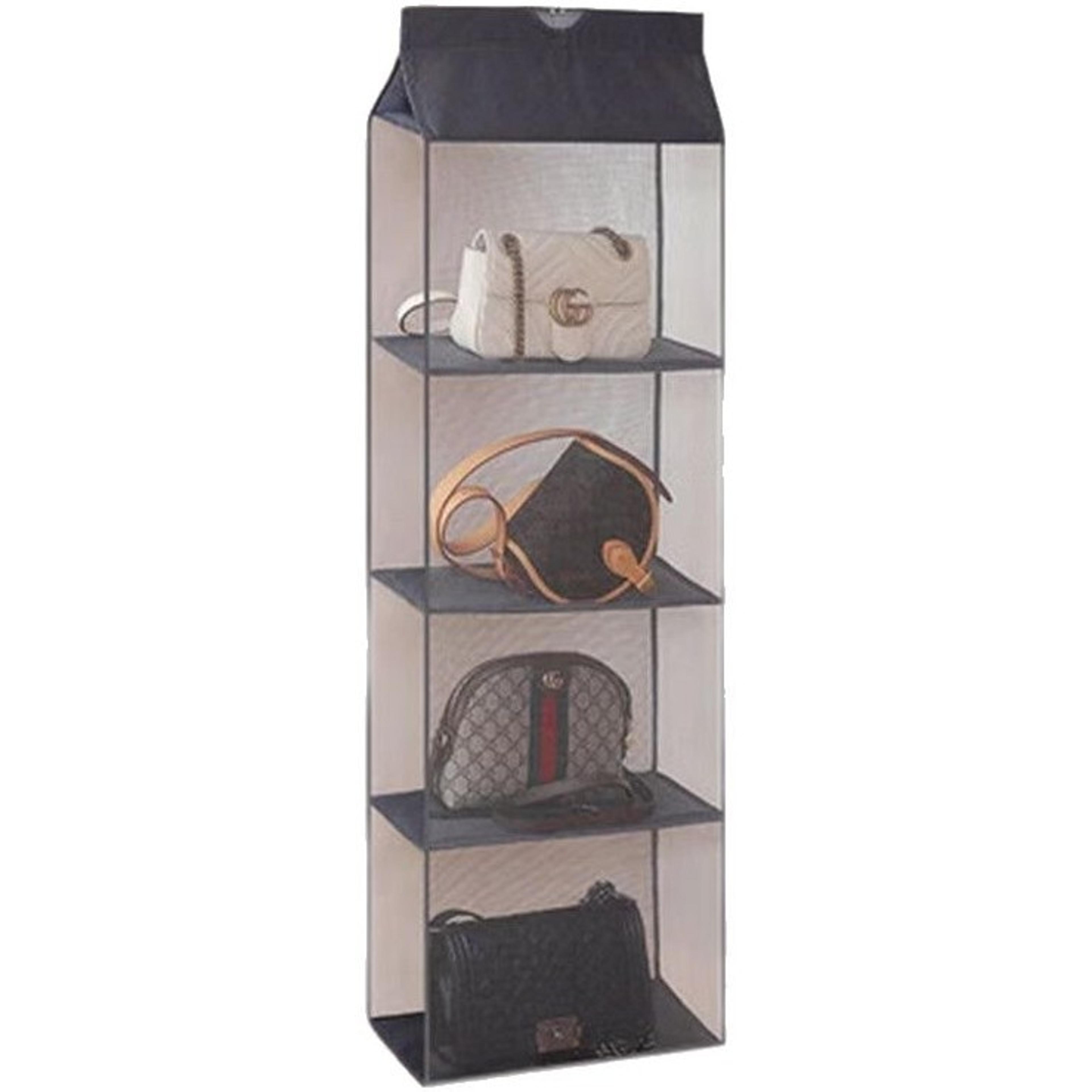 double sided hanging purse organizer with clear pockets for space saving handbag storage