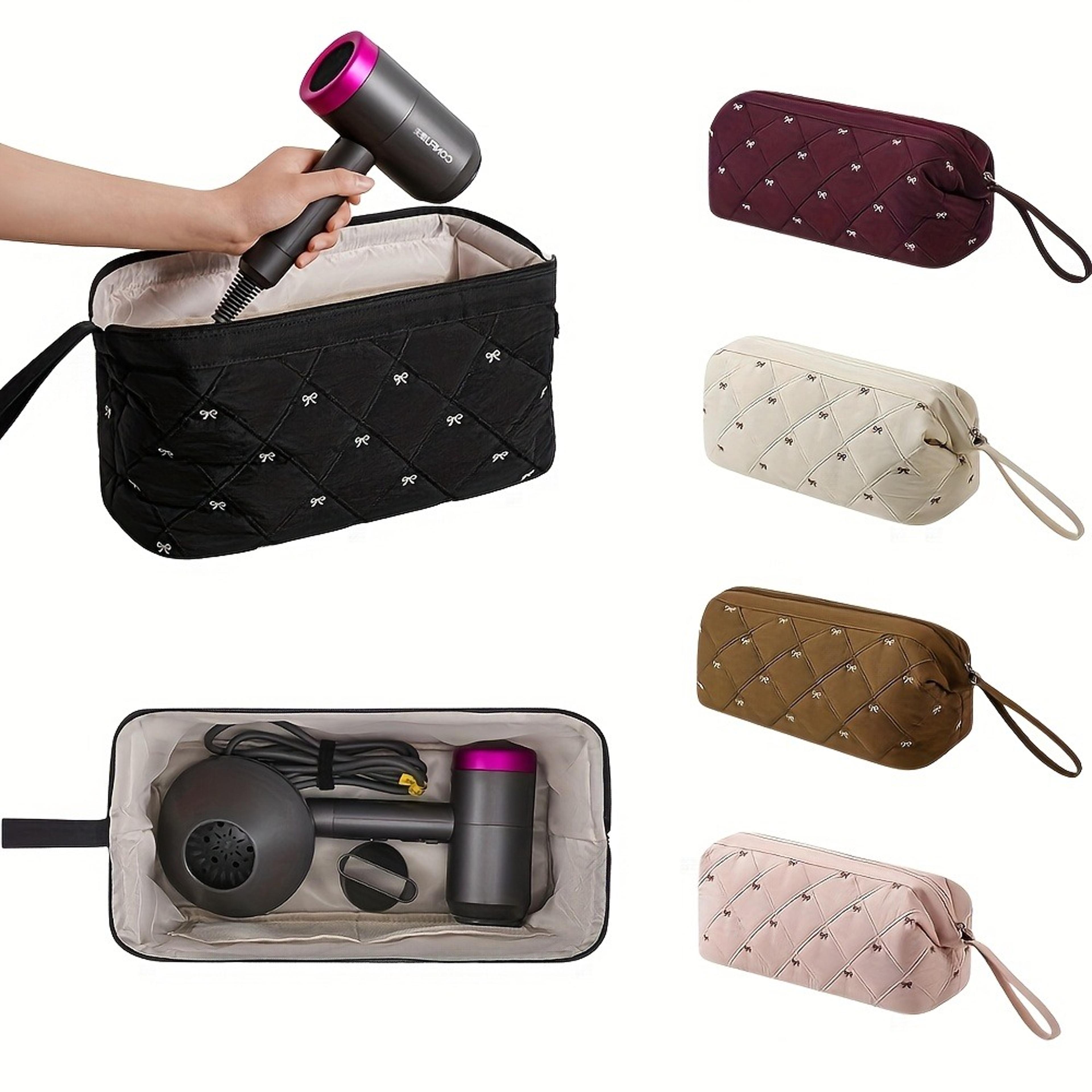 large capacity hair organizer case travel cosmetic storage bag with hair tool compartment