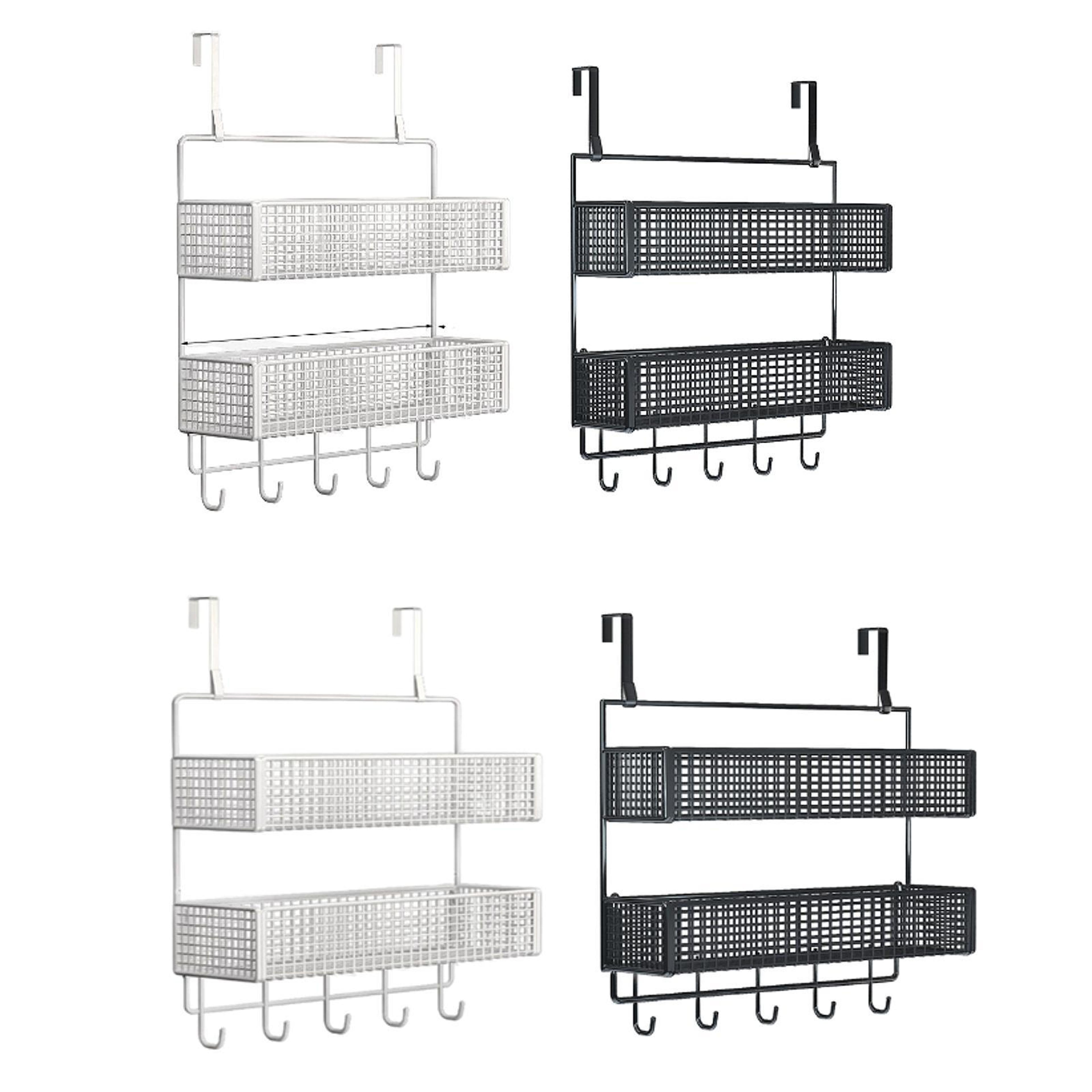 over door storage coat hooks with baskets space saving organizer for kitchen bathroom