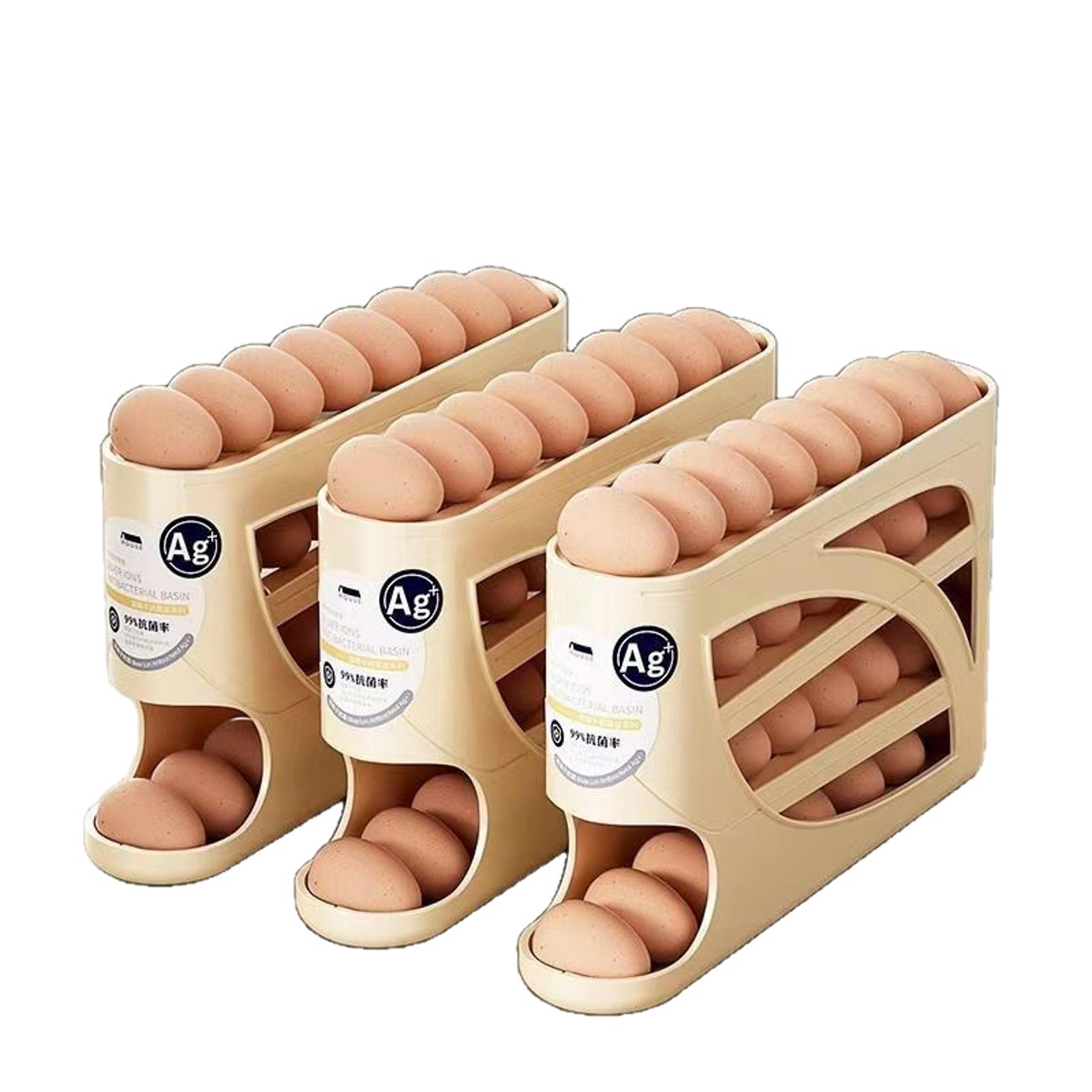 tier rolling egg dispenser for refrigerator space saving egg storage organizers